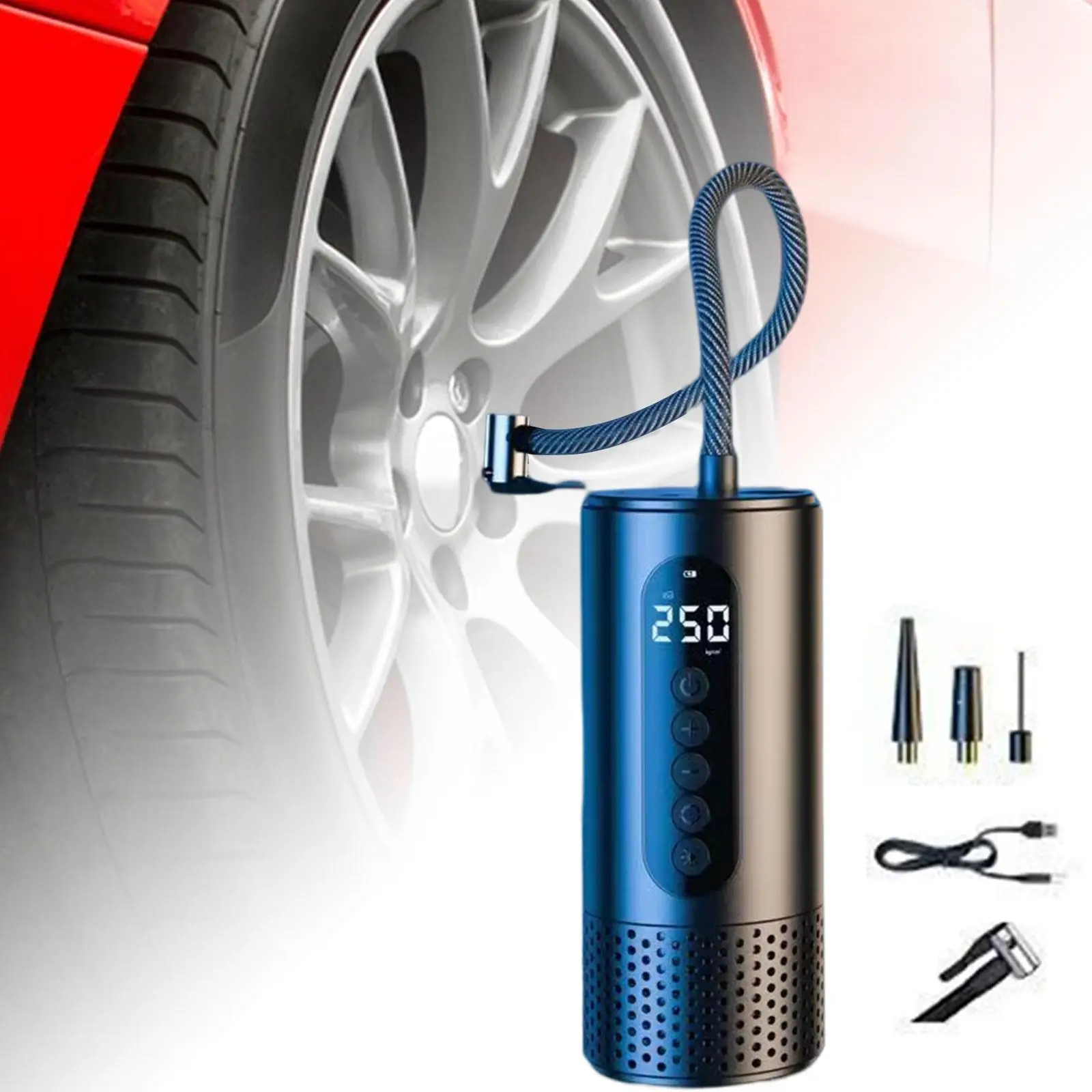 Electric Tire Inflator Air Compressor LCD Display with LED Light Easy Operation