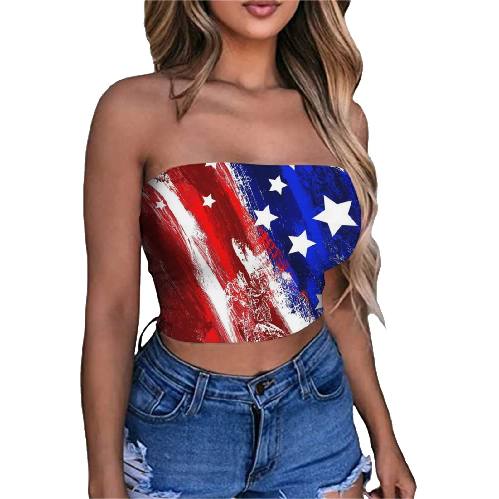 Republikeinse partij munitie voormalig Sexy Womens Strapless Crop Top USA American Flag Printed Bandeau Tube Top  90s Grils Lady Backless Tank Cami Vest Streetwear A40| | - AliExpress