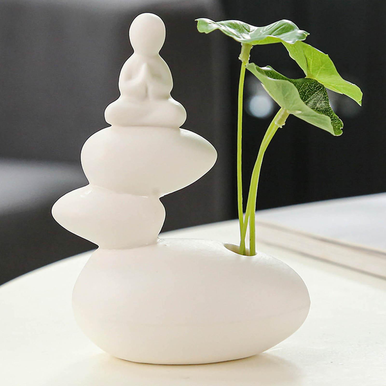 Ceramic Buddha Statue Hydroponic Desktop Flower Arrangement 