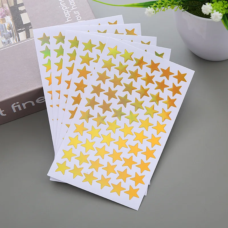 5 sheets Glitter Star Stickers for School Teacher Reward Sticker Cute Gifts Party Decor Business Label Scrapbooking Sticker