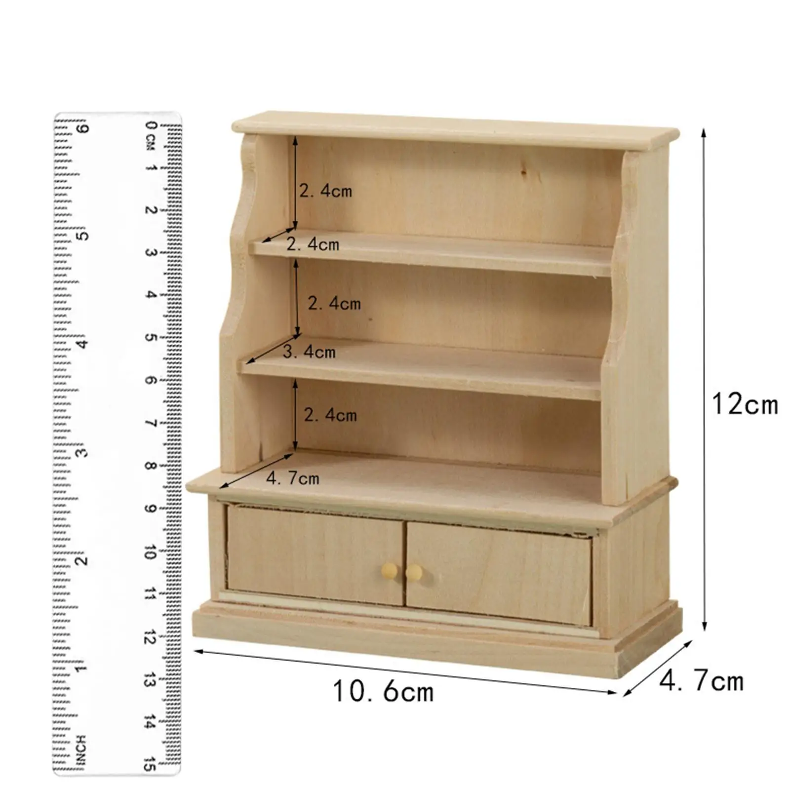 Mini Dollhouse Wooden Cabinet Lockers with Drawer 1:12 Scale for Accessories