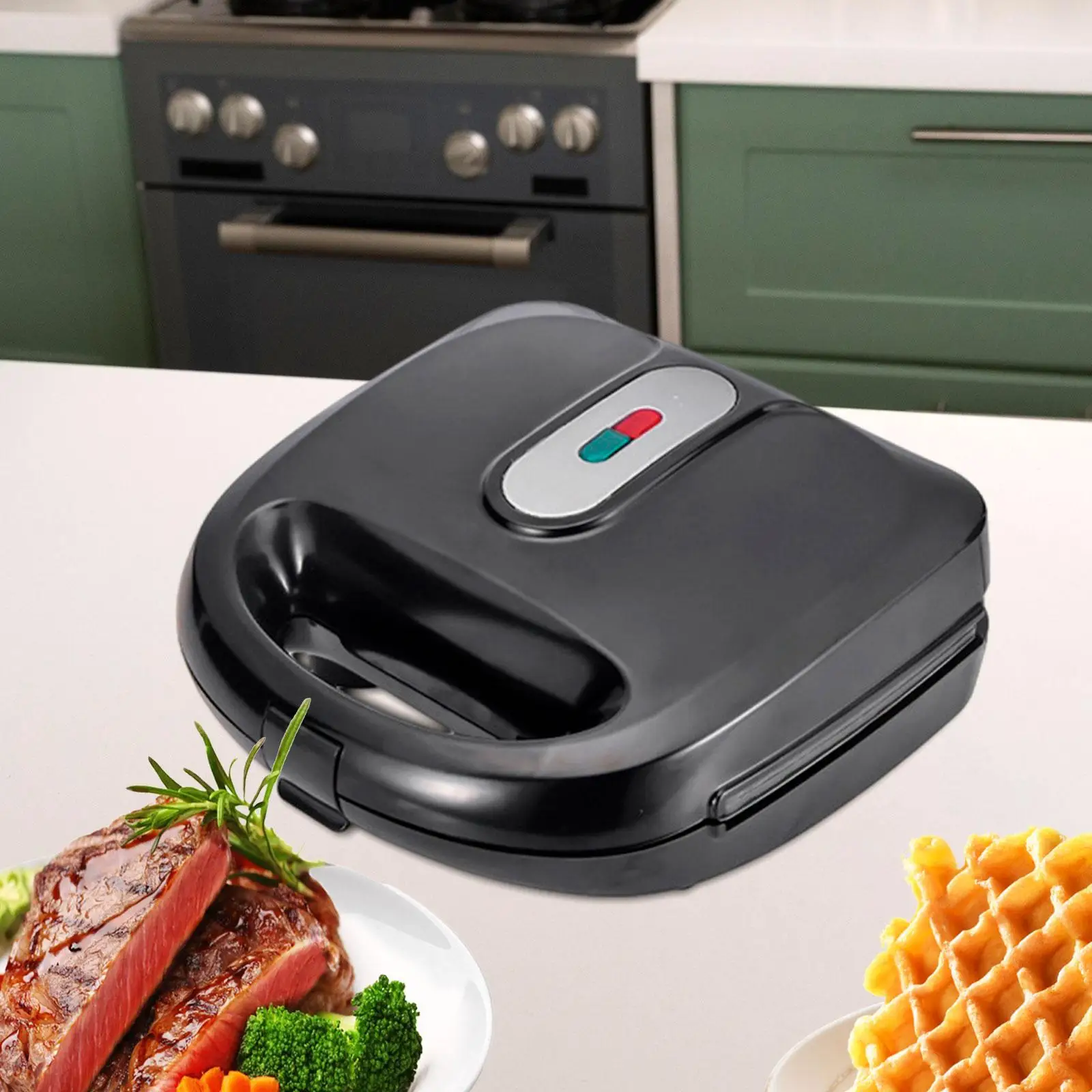 Waffle Makers Anti Skid Feet Compact Handle Breakfast Sandwich Maker for Cheese Breakfast Grilled Sandwiches Burgers