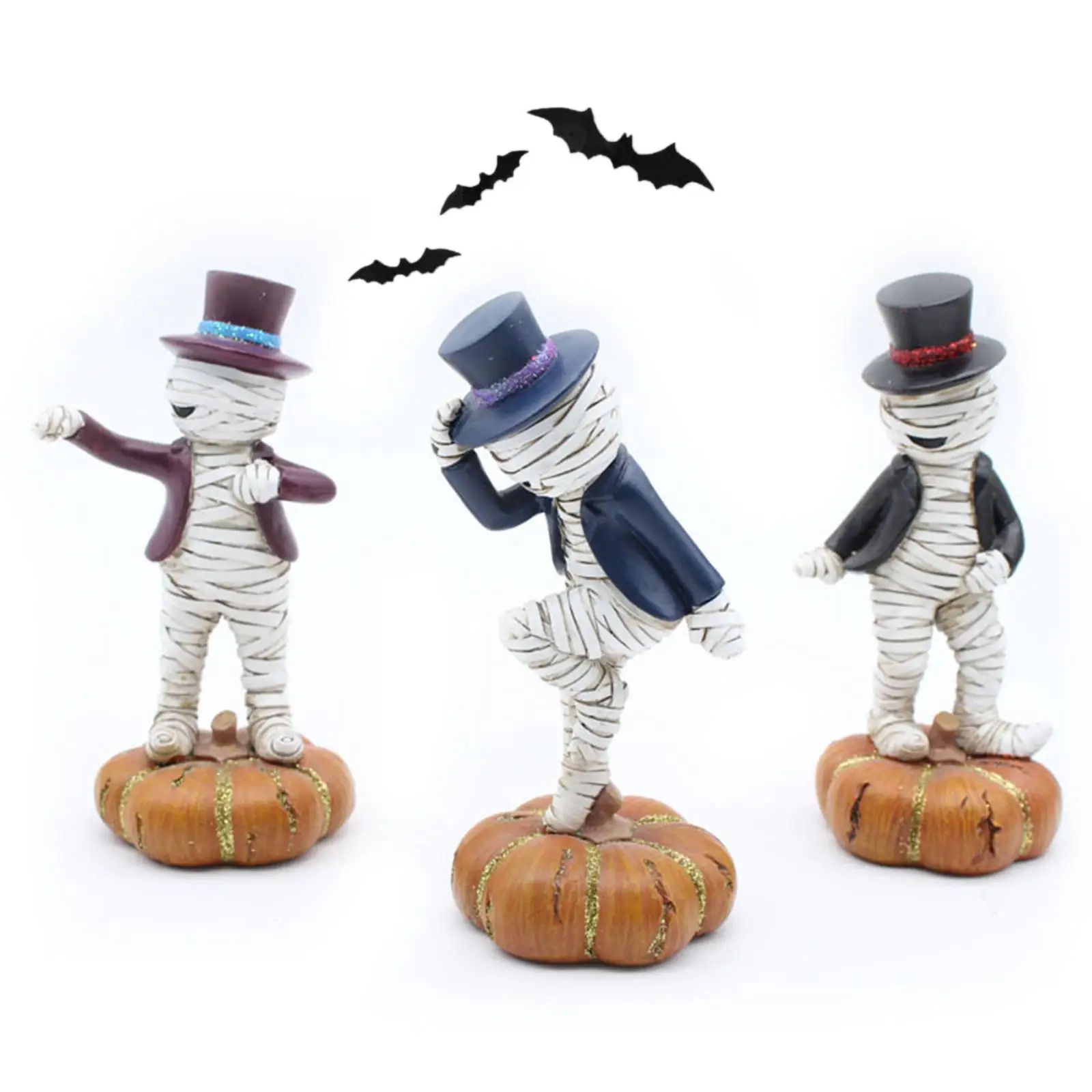 Home Pumpkin Figurines Statue Unisex Dancing Doll Mummy Resin Craft Kids Toy