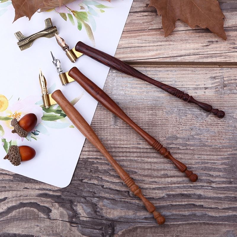 Kalligraphie Dip Stift halter Holz Stift Stange verstellbare Metall flansch Hochzeits feier liefert für Frauen Männer Kalligraphie Geschenke – Detail 2