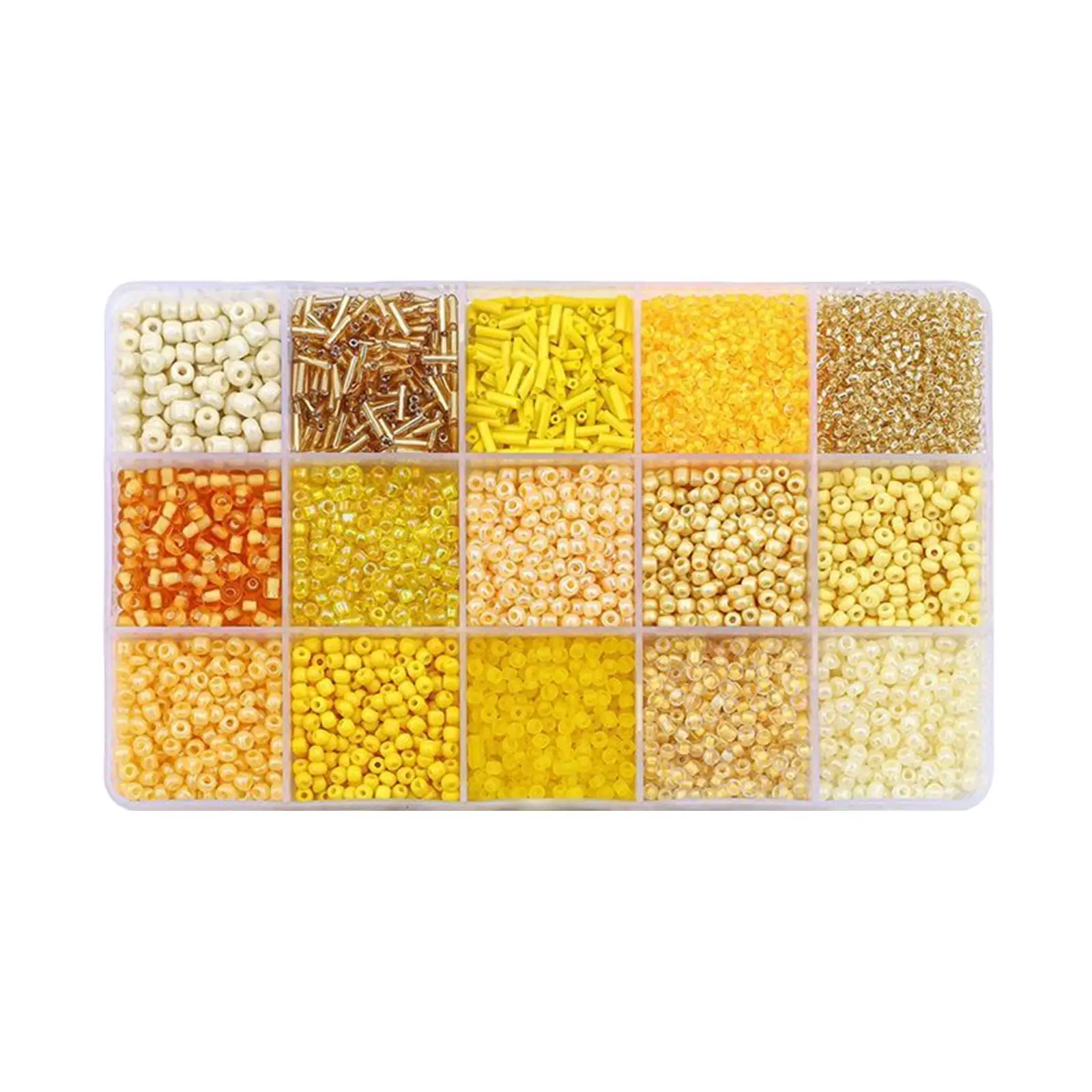 15 Grids Glass Beads for Bracelet Making Spacer Loose Beads with Storage Box Tube Beads Kit for Handcrafted Necklace Accessories