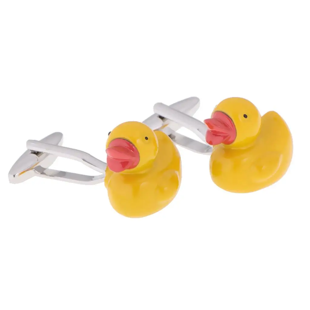 Cute Yellow Duck Cufflinks Animal Cuff Buttons Kids Jewelry Shirt Ornaments