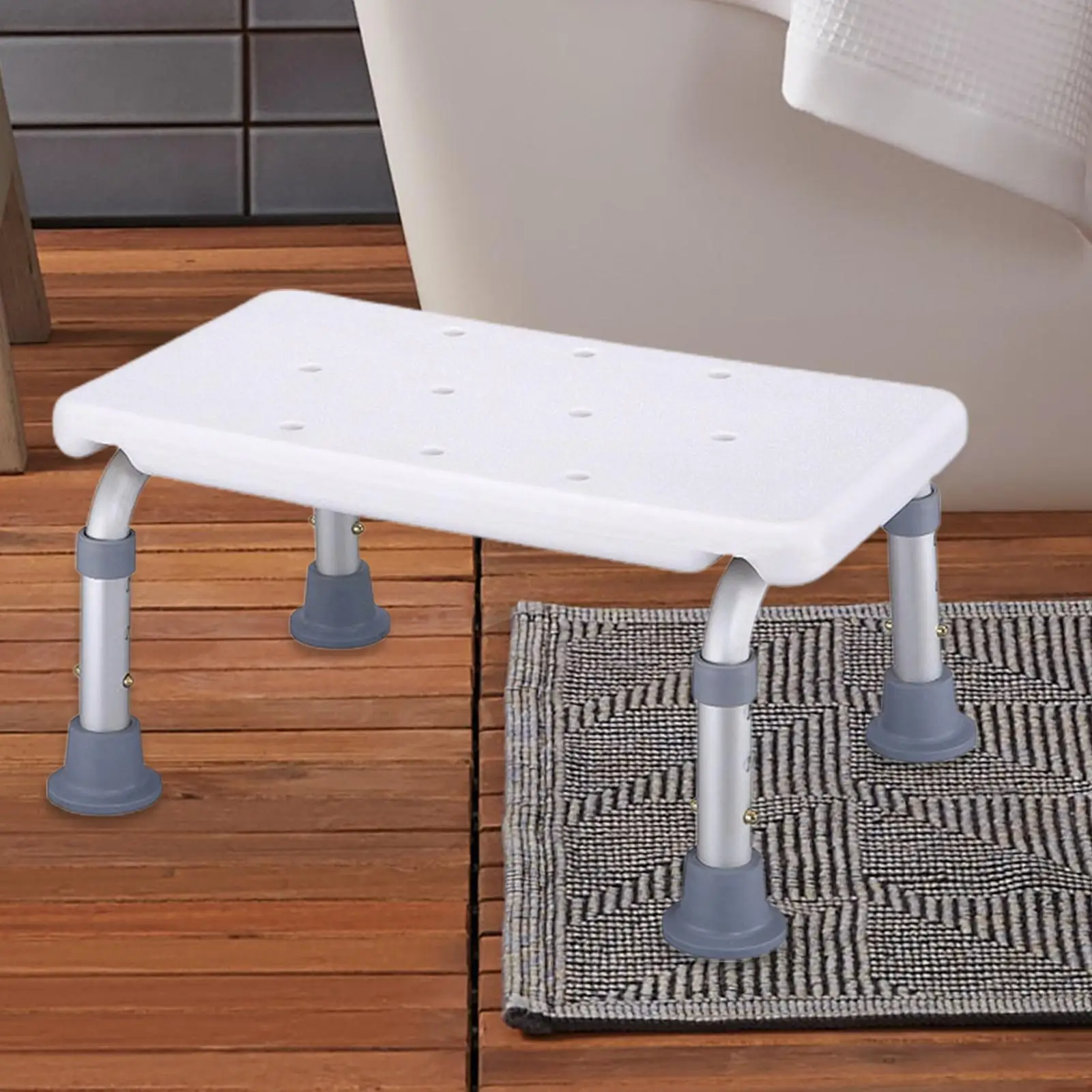 Shower Stool Bathtub Stool Adjustable Lightweight with Aluminum Legs Bath Stool for Shower Bathroom Step Stool for Seniors Kids