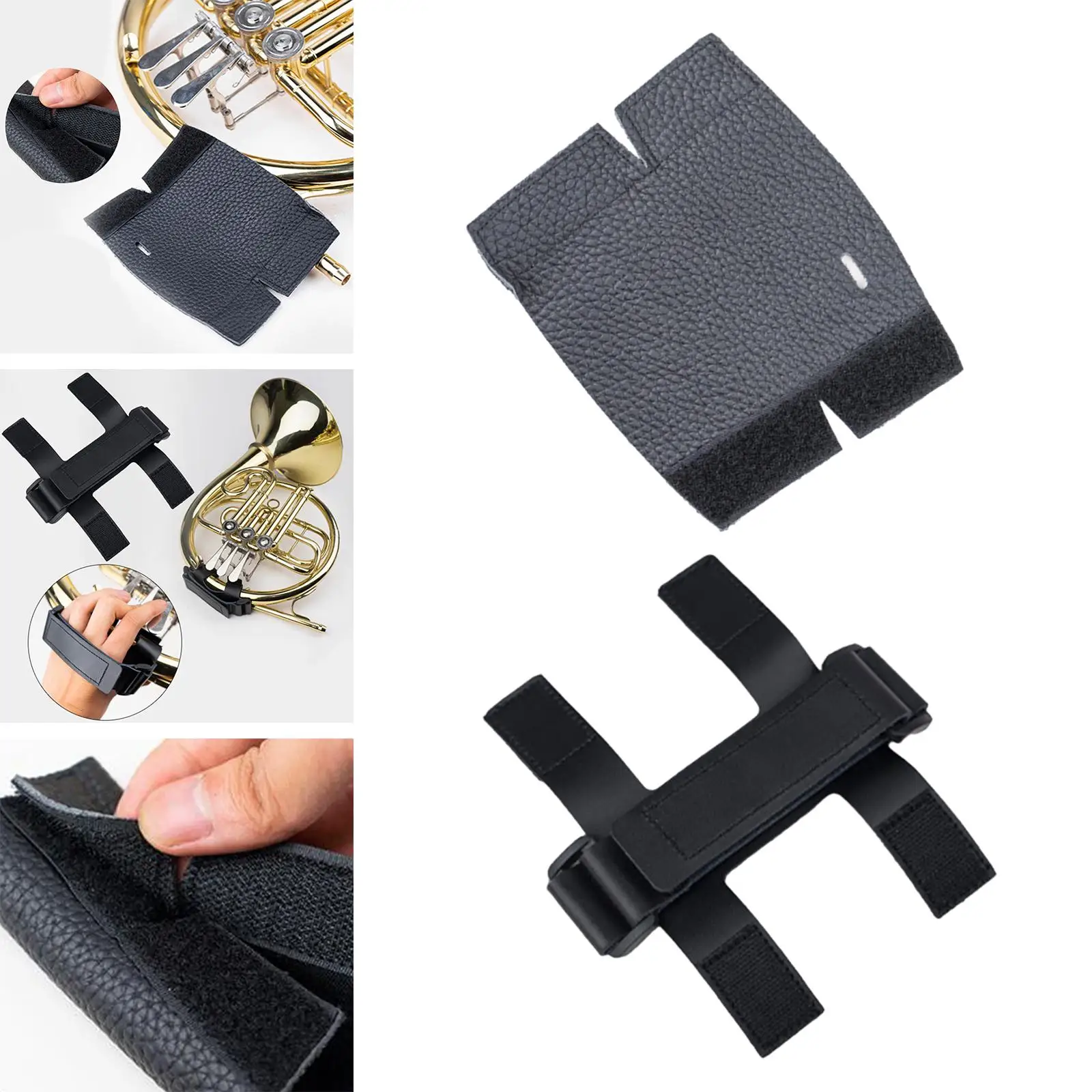 French Horn Hand Guard Adjustable Non Slip PU Leather Wrap Cover Protective Cover for Stage Tour Performance Exercise Practice