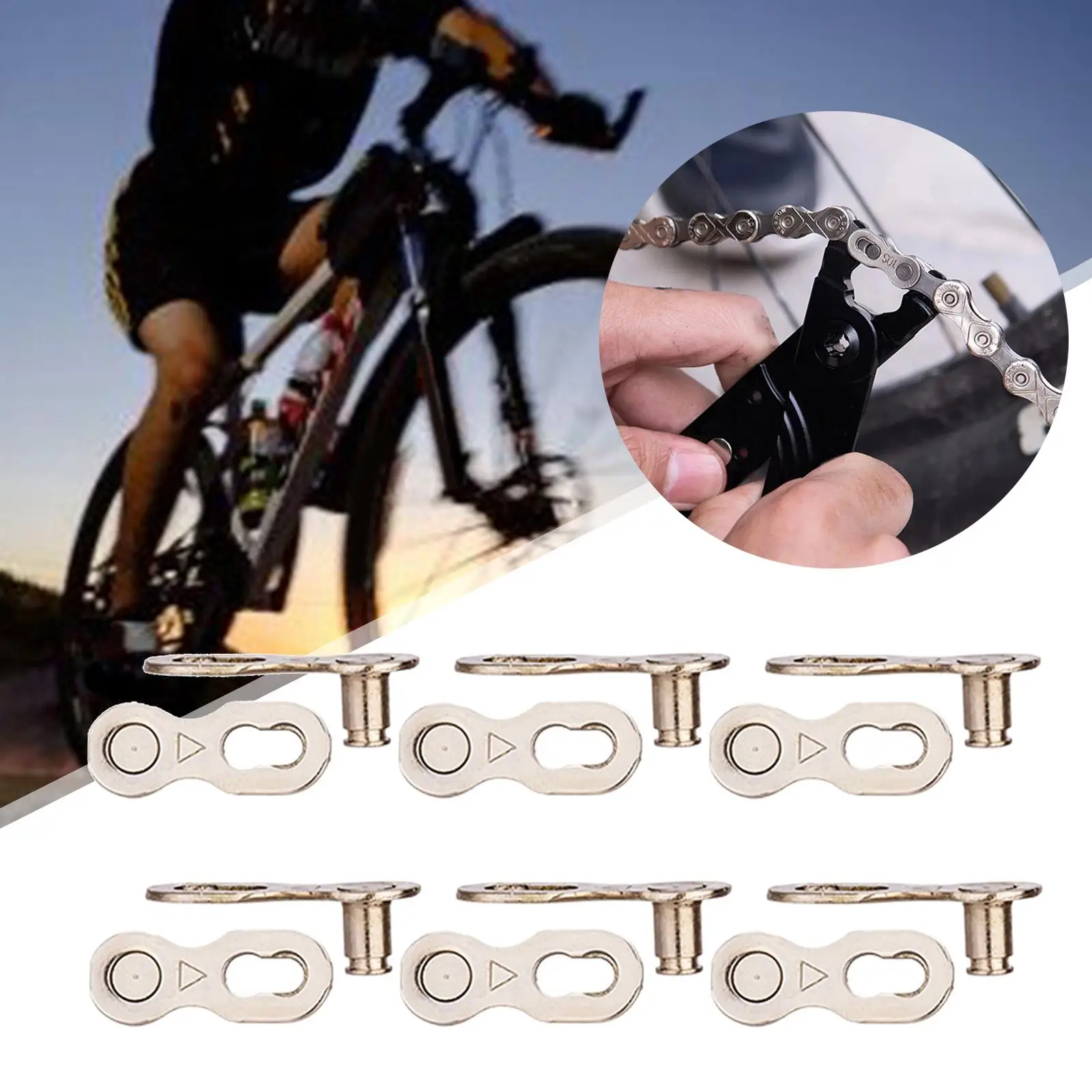 Steel 6 Pairs Master Chain Link Bike Joint Connector Reusable Quick-Link Bicycle Chain Tool for 6 7 8 9 10 11 Speed Repair MTB