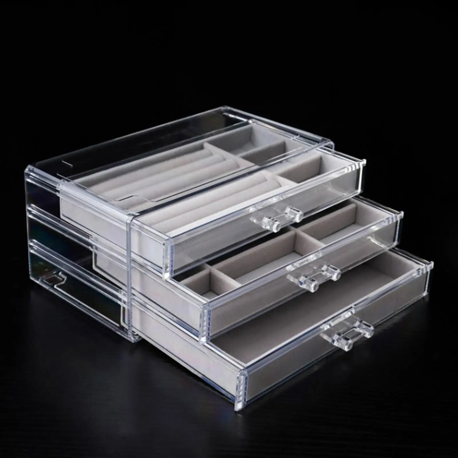 3 Layer Jewelry Storage Box Organizer Compact Practical Acrylic Drawer Display for Bracelets Bedroom Closet Women Mother`S Day