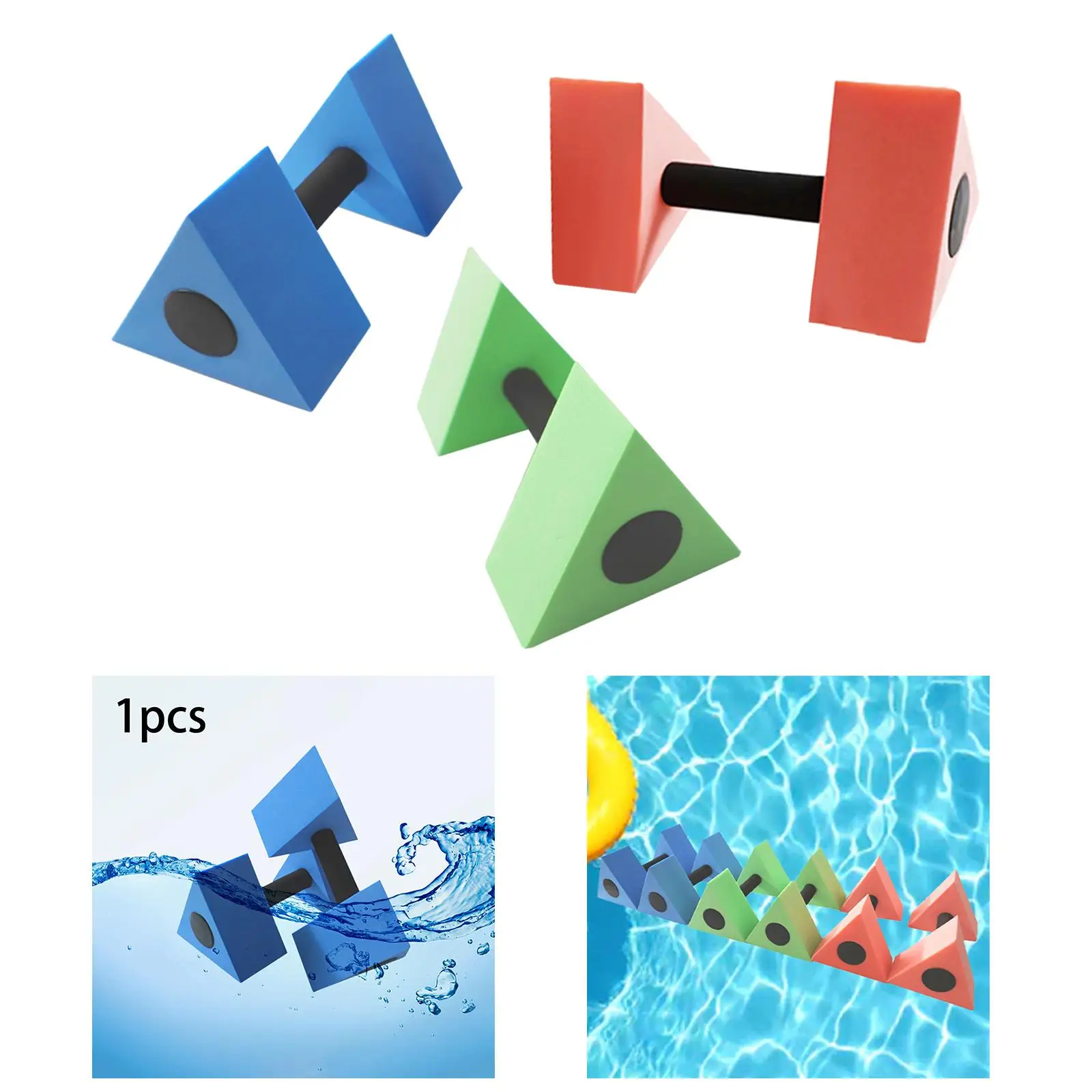 Aquatic Dumbbell for Adults Kids High Buoyancy Swimming Barbell Triangle Water Floating Dumbbells for Water Sports