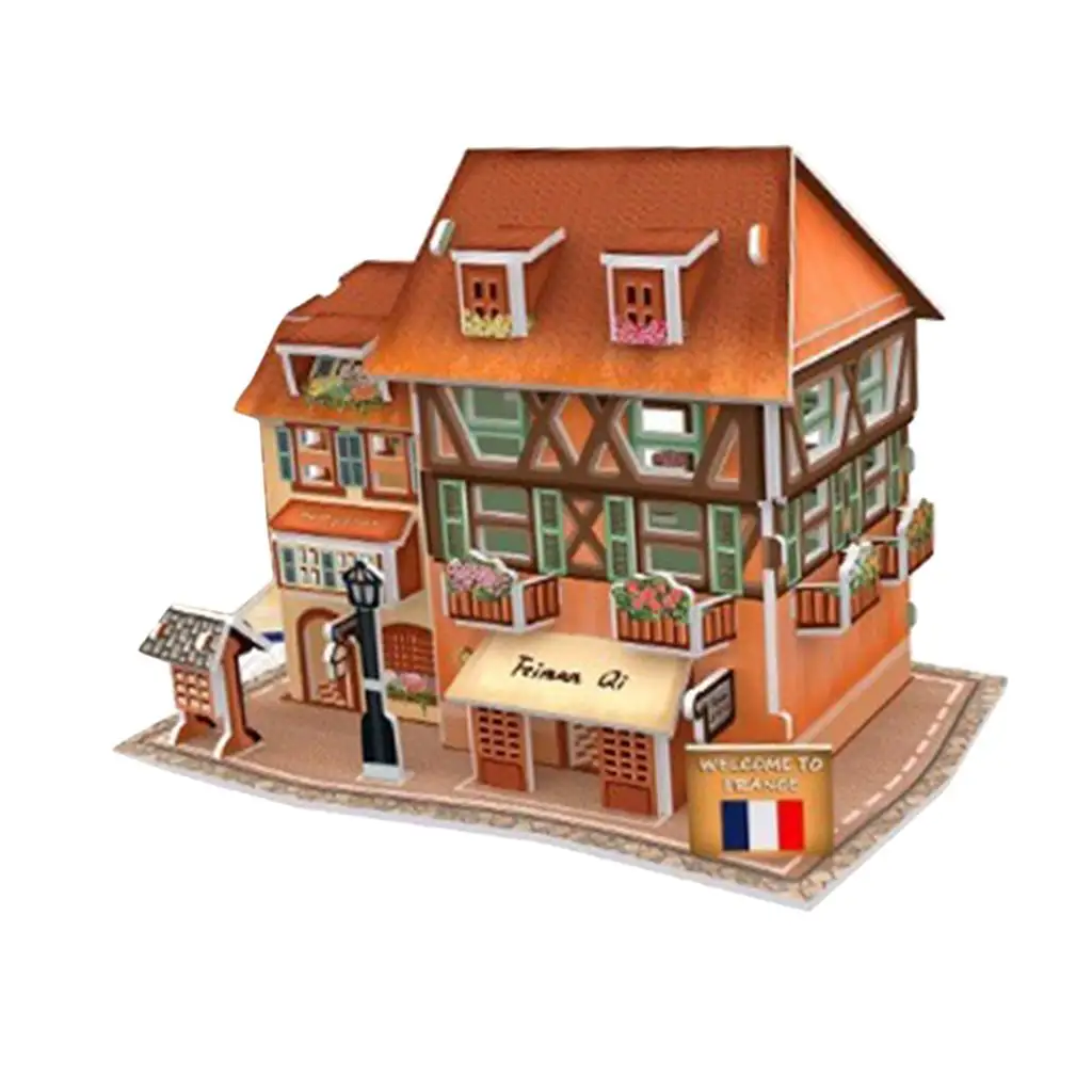 DIY Wooden Dollhouse Miniature Coffee Shop Model Furniture Kits Puzzle Toys