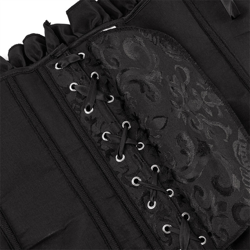 Plus Size Frauen Korsett Satin Jacquard Über brust Korsett Gothic Vintage viktoria nischen sexy Kostüm Shirt Tops Kurzarm – Detail 8