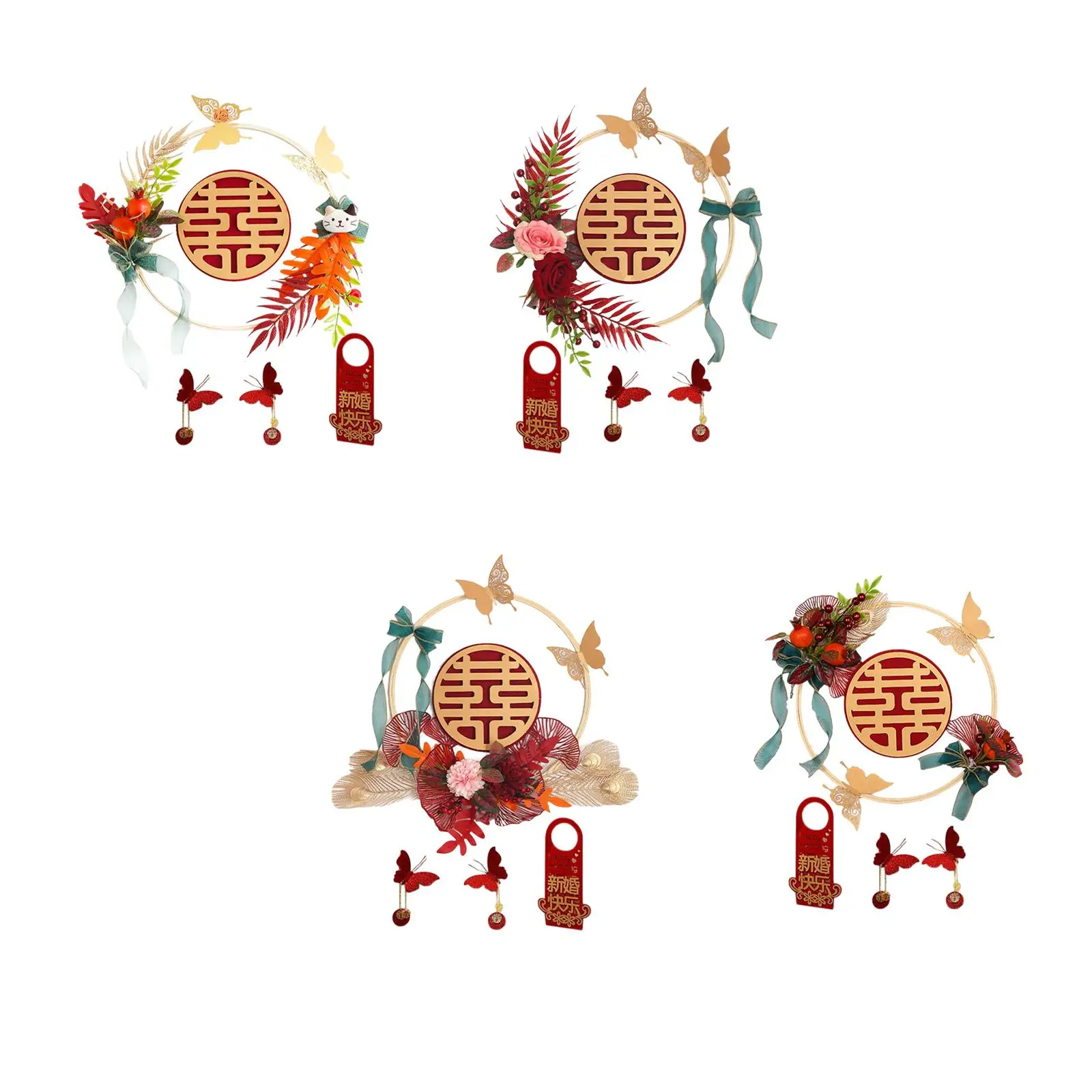 Chinese Wedding Double Happiness Hanging Garland Wall Door Ornaments Home Bedroom Decor Decorative DIY New House Supplies