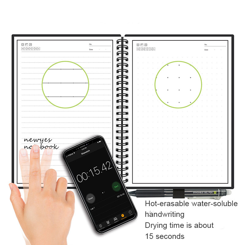 Elfinbook-Caderno reutilizável inteligente, papel apagável, bloco de