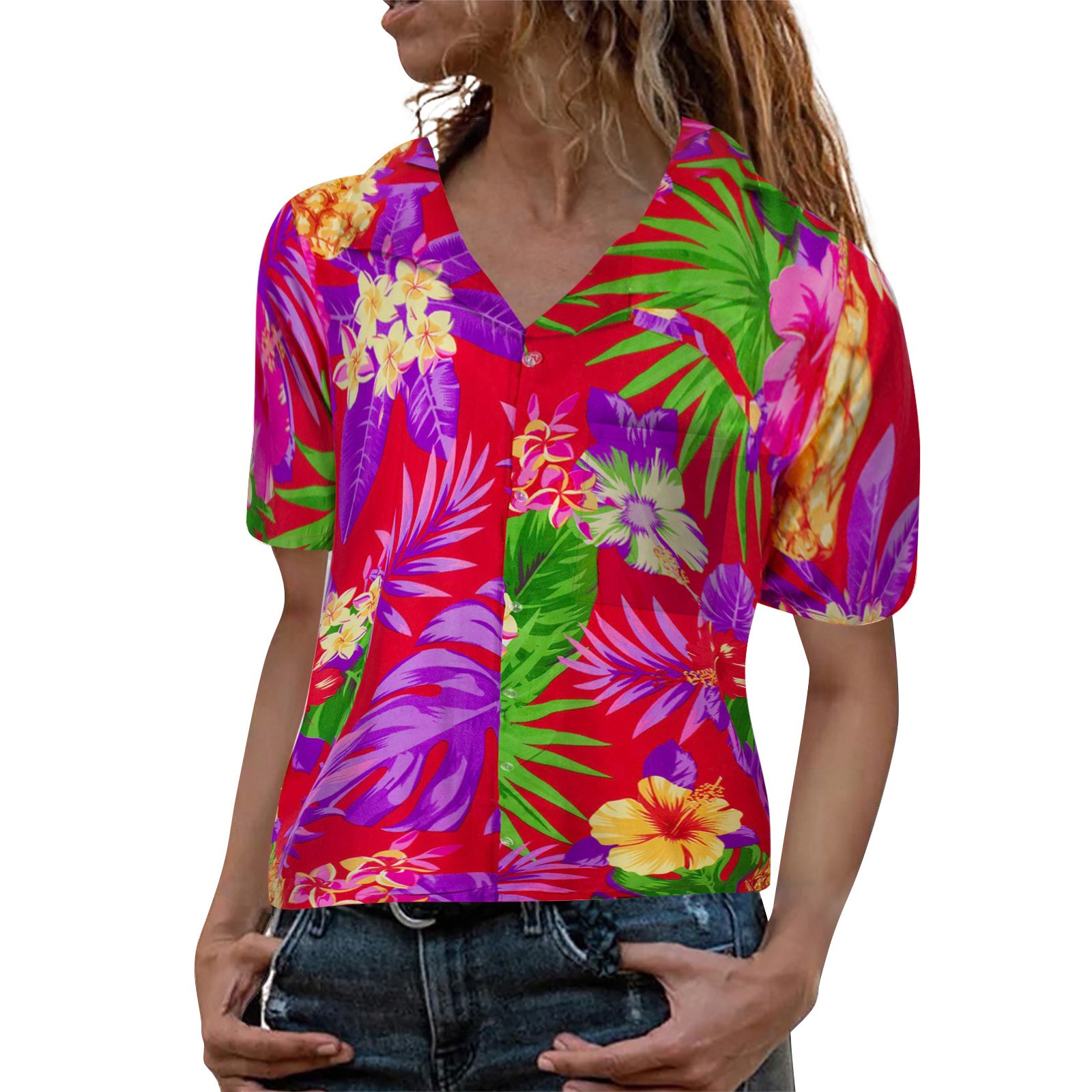 Title 23, Women Hawaiian Shirts Tropical Floral Pineapple...