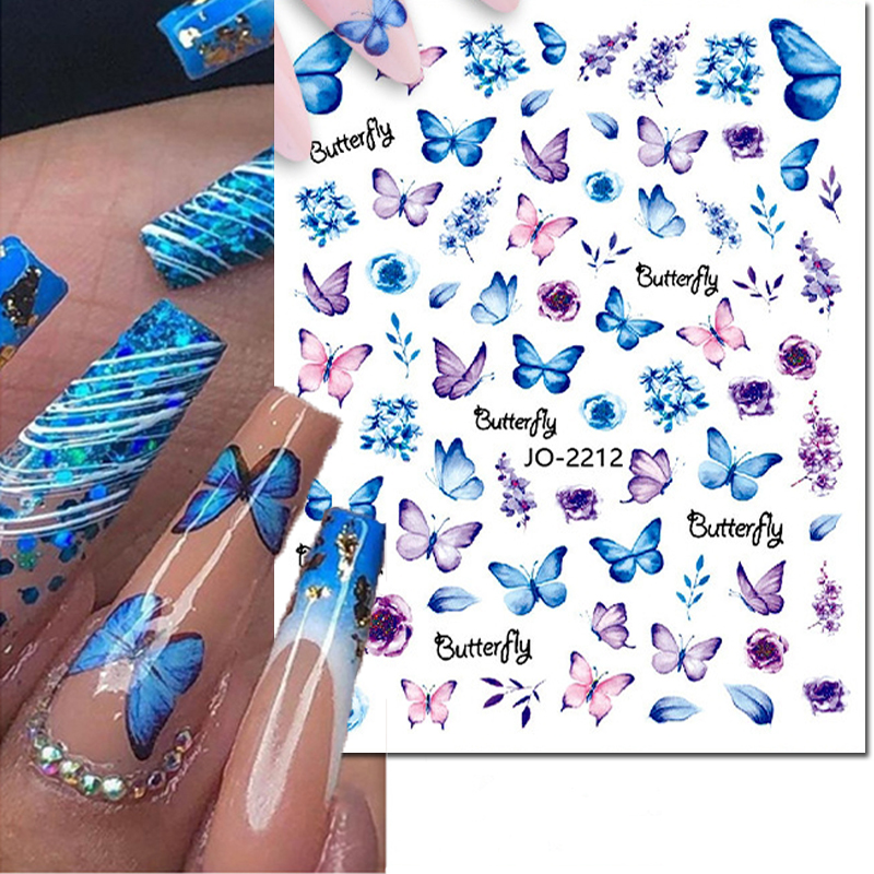 Best of 3d Nail Art Decals Pink Green Purple Colors Butterflys Adhesive Sliders Nail Stickers Decoration For Nail Tips Beauty Reviews & Tips