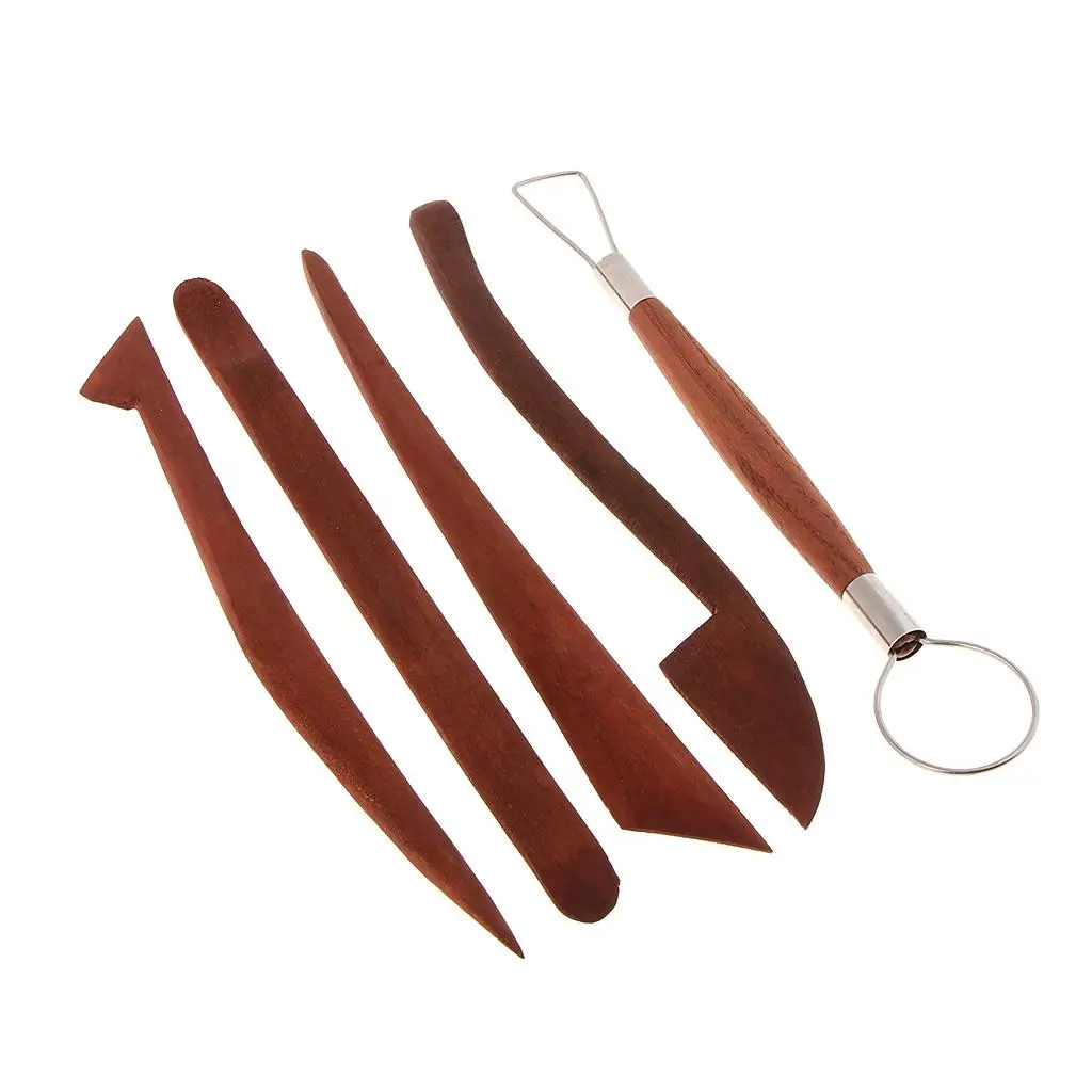 5 Piece Clay Tools Set,Quality Redwood for , Detailing, Modeling & Pottery Carving.  , Polymer, Ceramics, , Wax