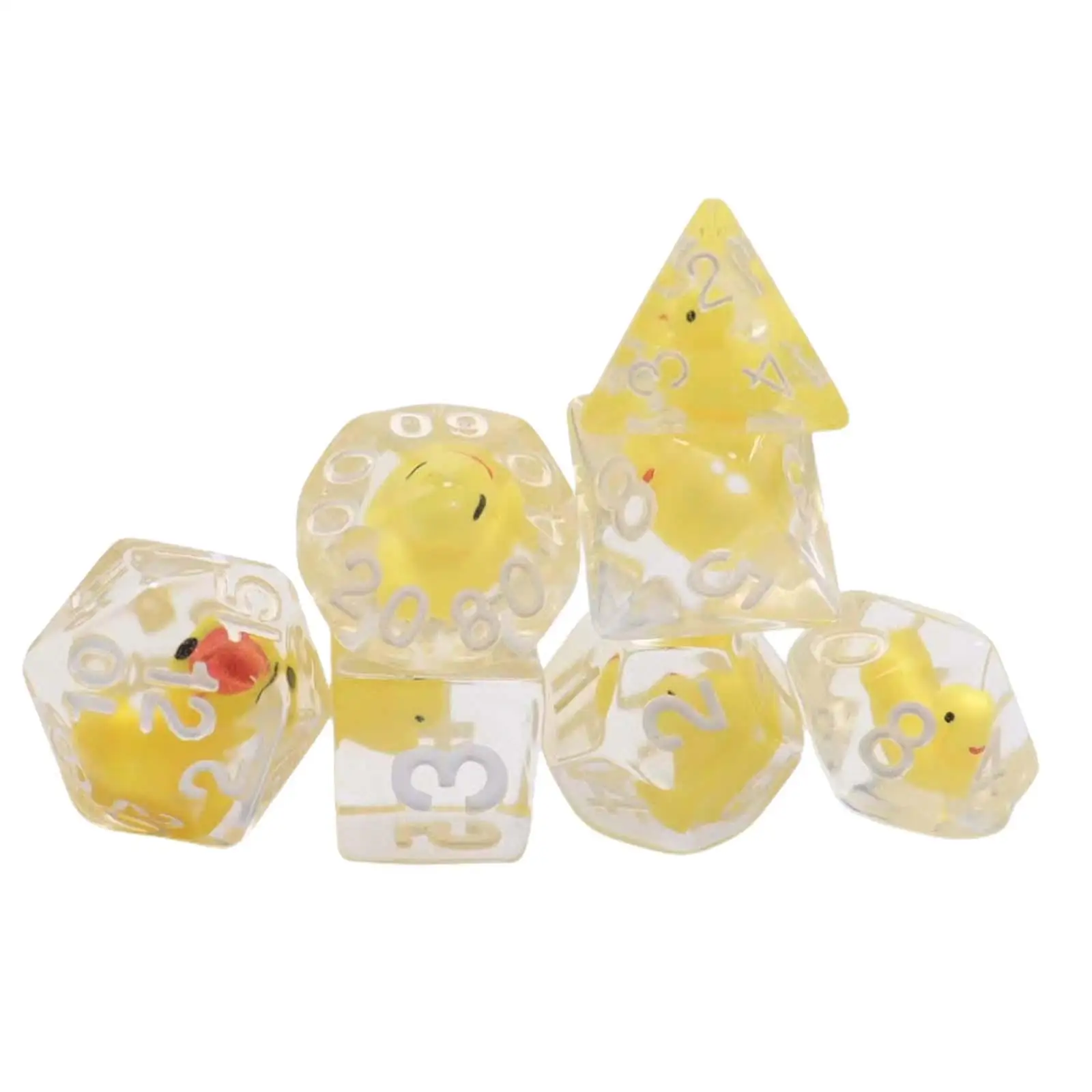 7x Acrylic Dices Playing Dices Filled with Ducks Animal D4 D8 D10 D12 D20 Party Favors Polyhedral Dices for Bar Party Card Game