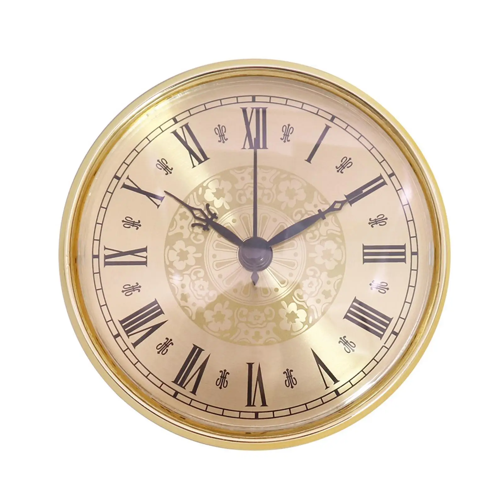 Vintage 110mm Roman Numerals Gold Dial Quartz Movement Round Clocks Head