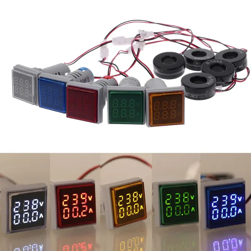 60-500V AC Voltage Current Indicator Transformer LED Digital Display Gauge Meter 