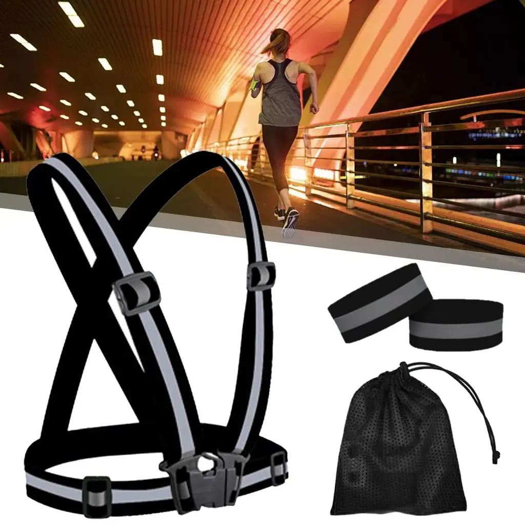 Running Reflective  Adjustable Glowing Reflector Reflector Straps for Night Walking Outdoor Activities Motor  Men Women