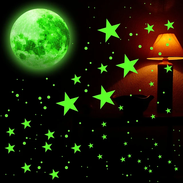 Glowing in the Dark Stars and Moon Wall Decals Adhesive Glowing Stars Wall  Stickers Luminous Dots Ceiling Stickers Bright Stars - AliExpress