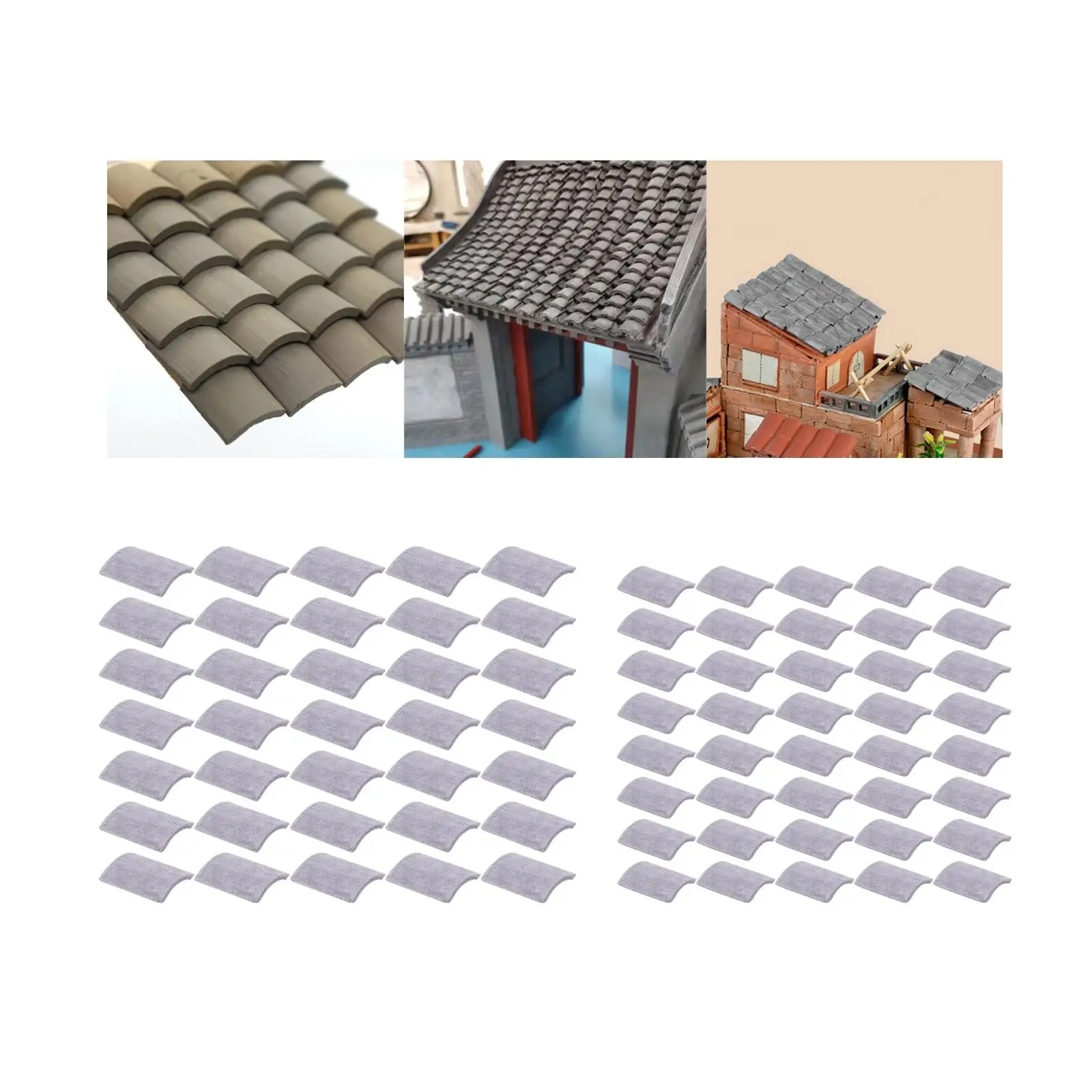 Grey Roof Tiles Decor 1:16 Miniature Tiles Figurine Landscaping Accessories Grey Wall Bricks for Dollhouses Living Room Toys