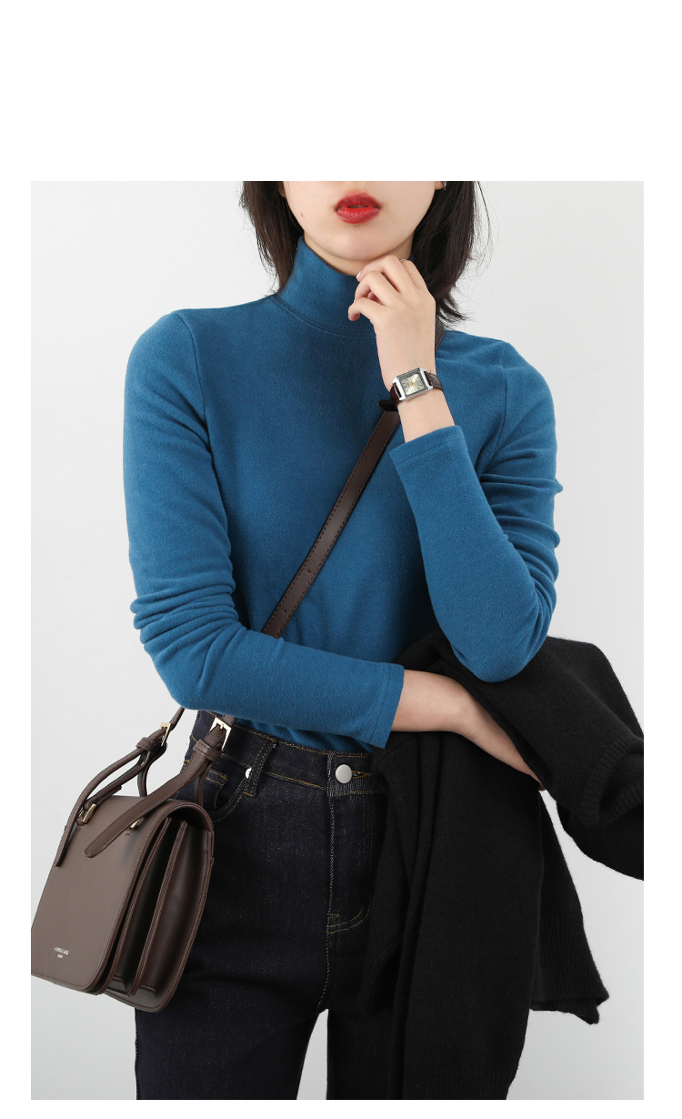CHIC VEN Women Sweatshirt Turtleneck Pullovers Casual Solid Dralon Warm Bottom Blouse Office Lady Tops Autumn Winter 2023