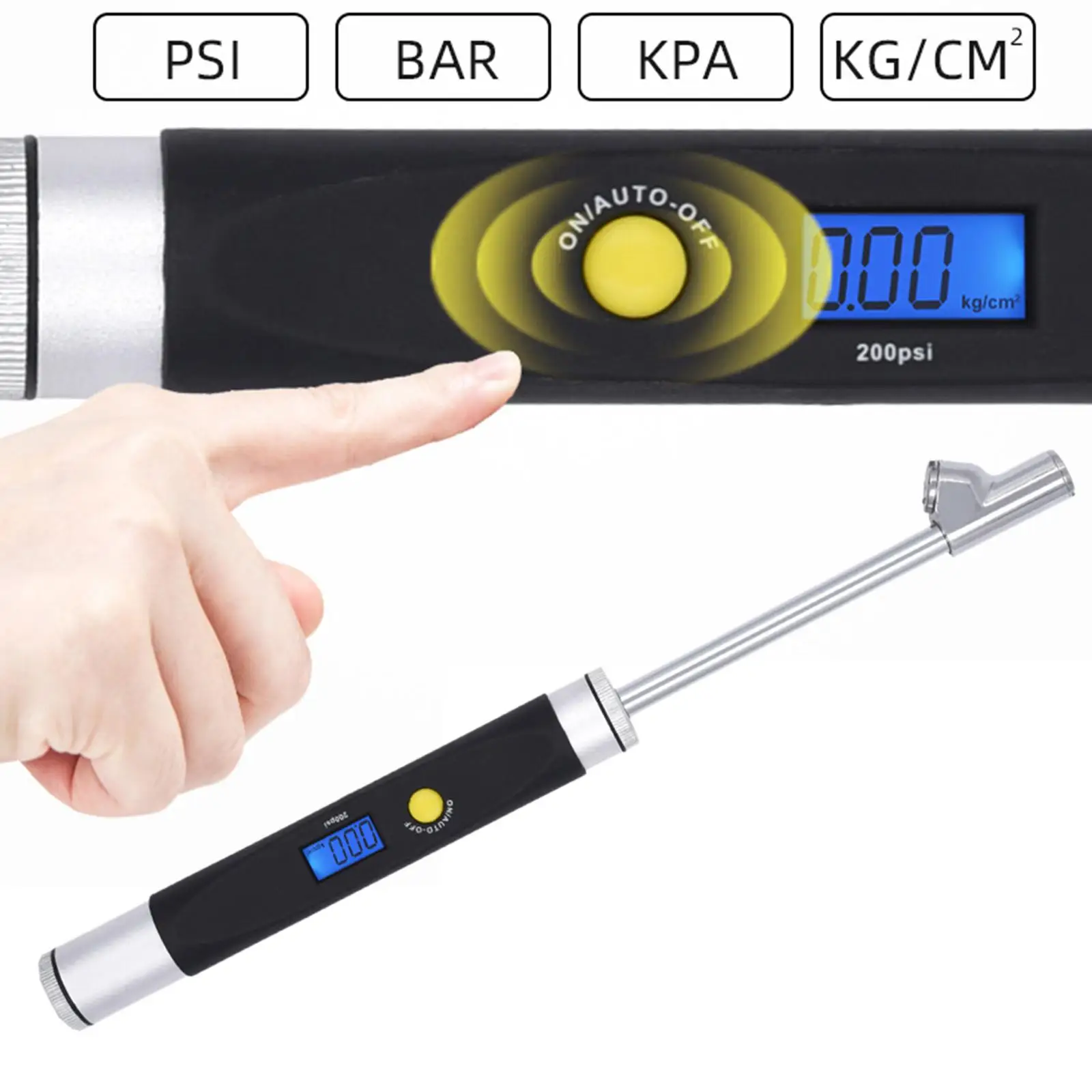 Digital Tire Pressure Gauge with Backlit LED with Extended Swivel Air Chuck Fit for Truck Van Motorcycle Car Bike