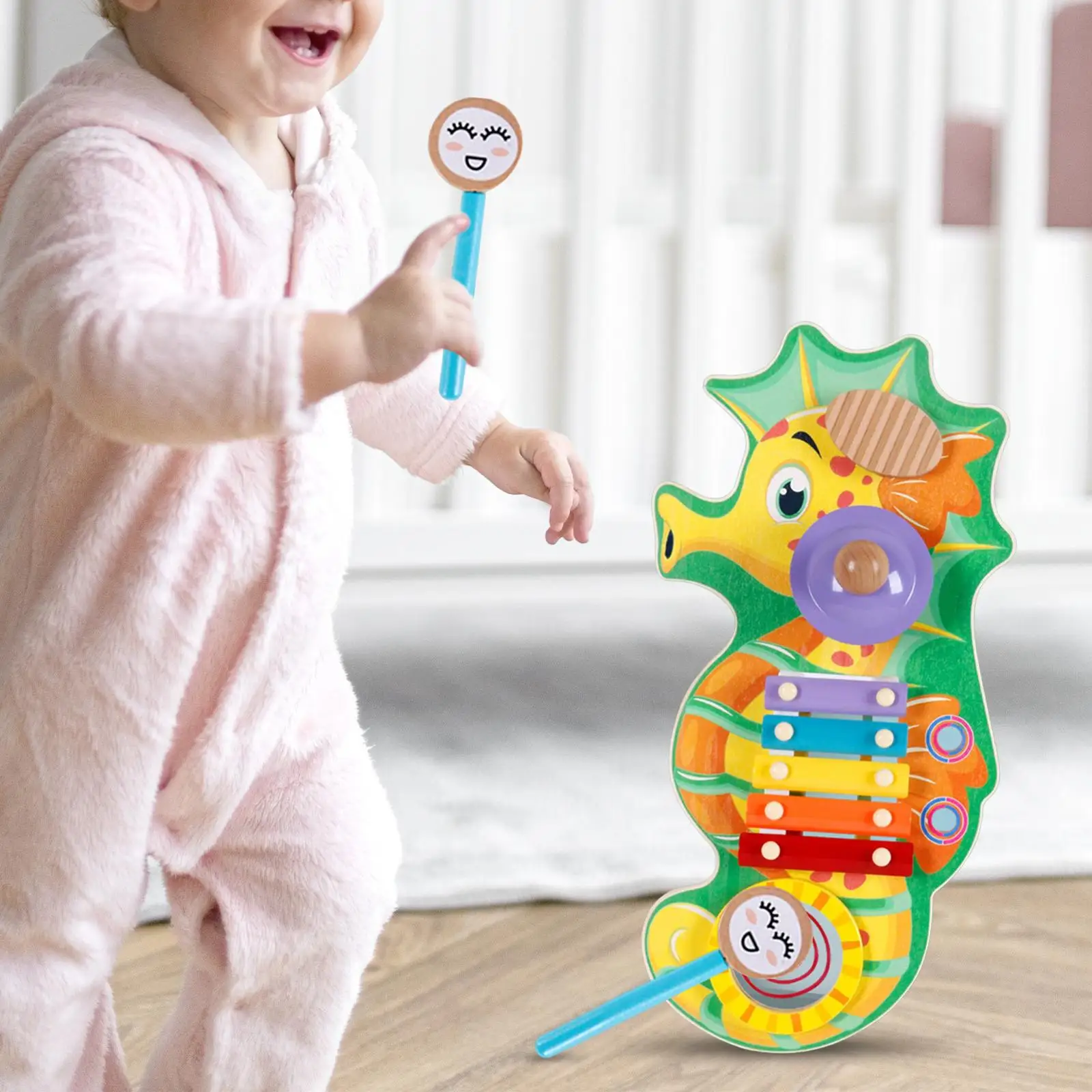 Wood Xylophone with Gavel Educational Toys Games for Living Room Kid