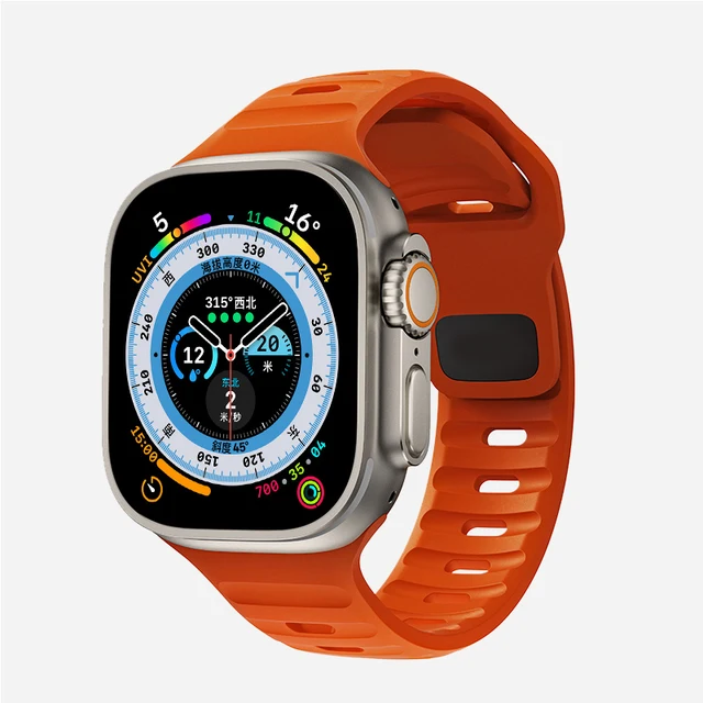 Anlinser Compatible avec Bracelet 49mm 45mm 44mm 42mm, Bracelet Sport en  Silicone Pour Apple Watch Ultra 2/Ultra SE Series 9 8 7 6 5 4 3 2 1 (Orange/Noir)  : : High-Tech