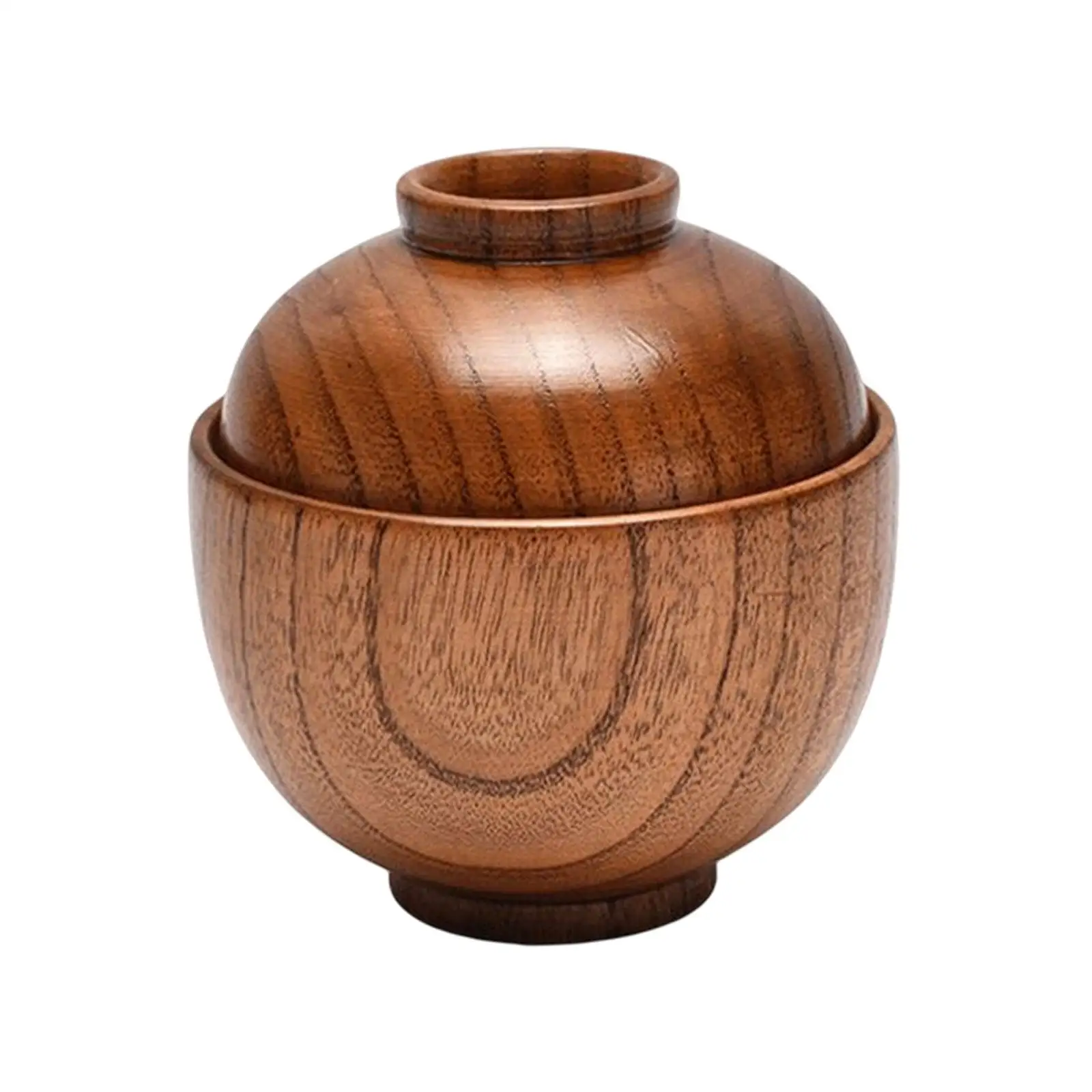 Wooden Bowl with Lid Food Container Dinnerware Baby Children Rice Serving Bowl Japanese Style Household Small Wooden Bowls