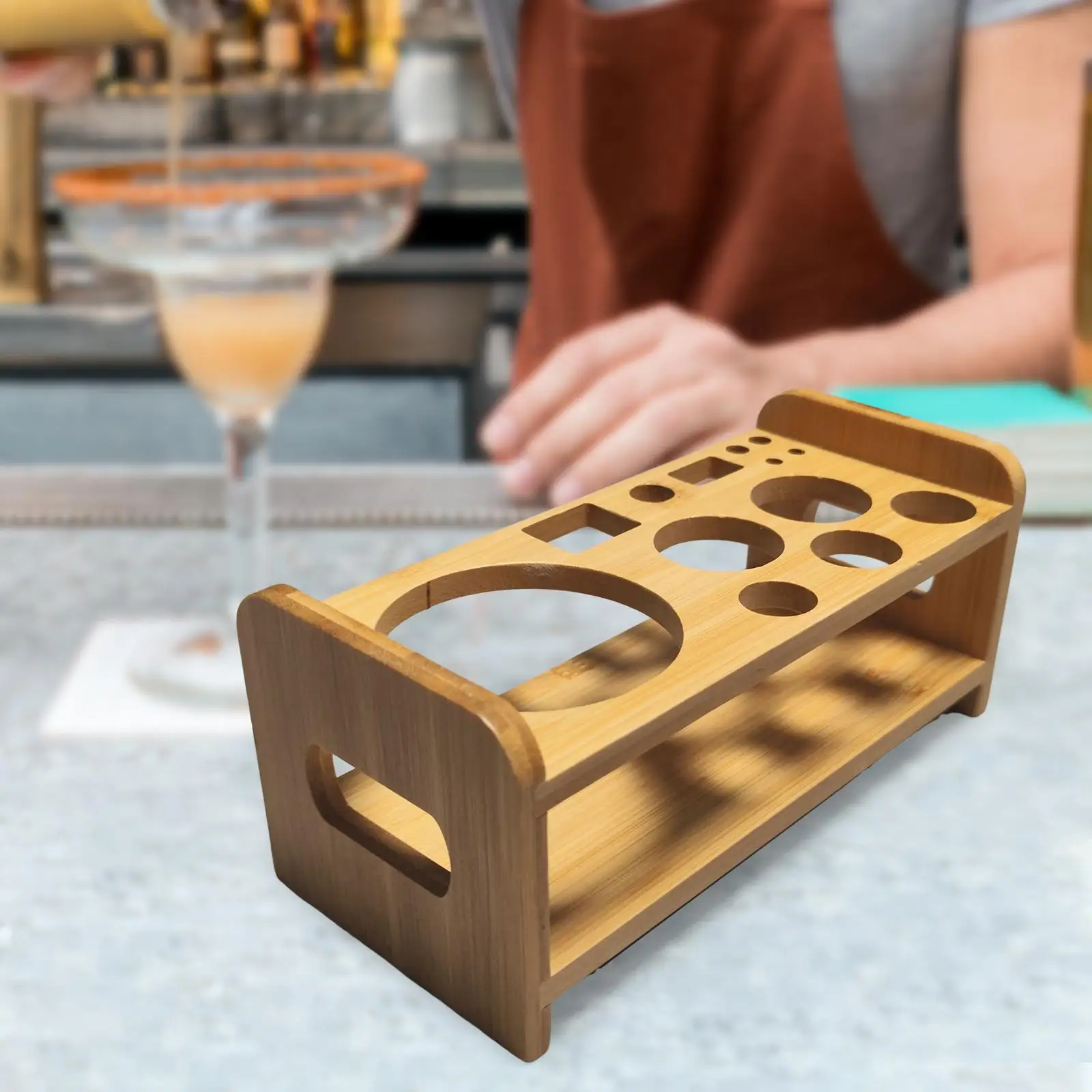 Cocktail Shaker Wooden Rack Stable Universal Kitchen for Beginners Barware Stand Durable Desktop Bar Gift Bamboo SHAKE Rack