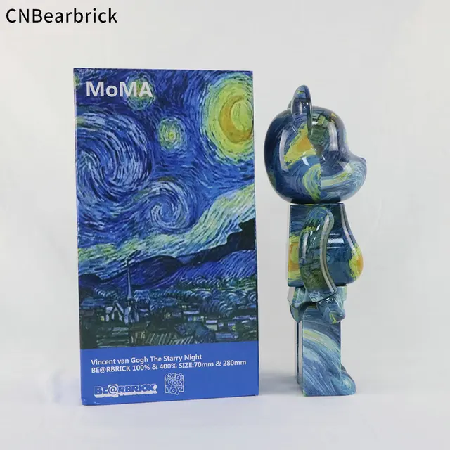 Bearbrick Toy Starry Night Van Gogh 400% Bear Collection Model 400% 1000%  Home Ornaments - Statues u0026 Sculptures - AliExpress