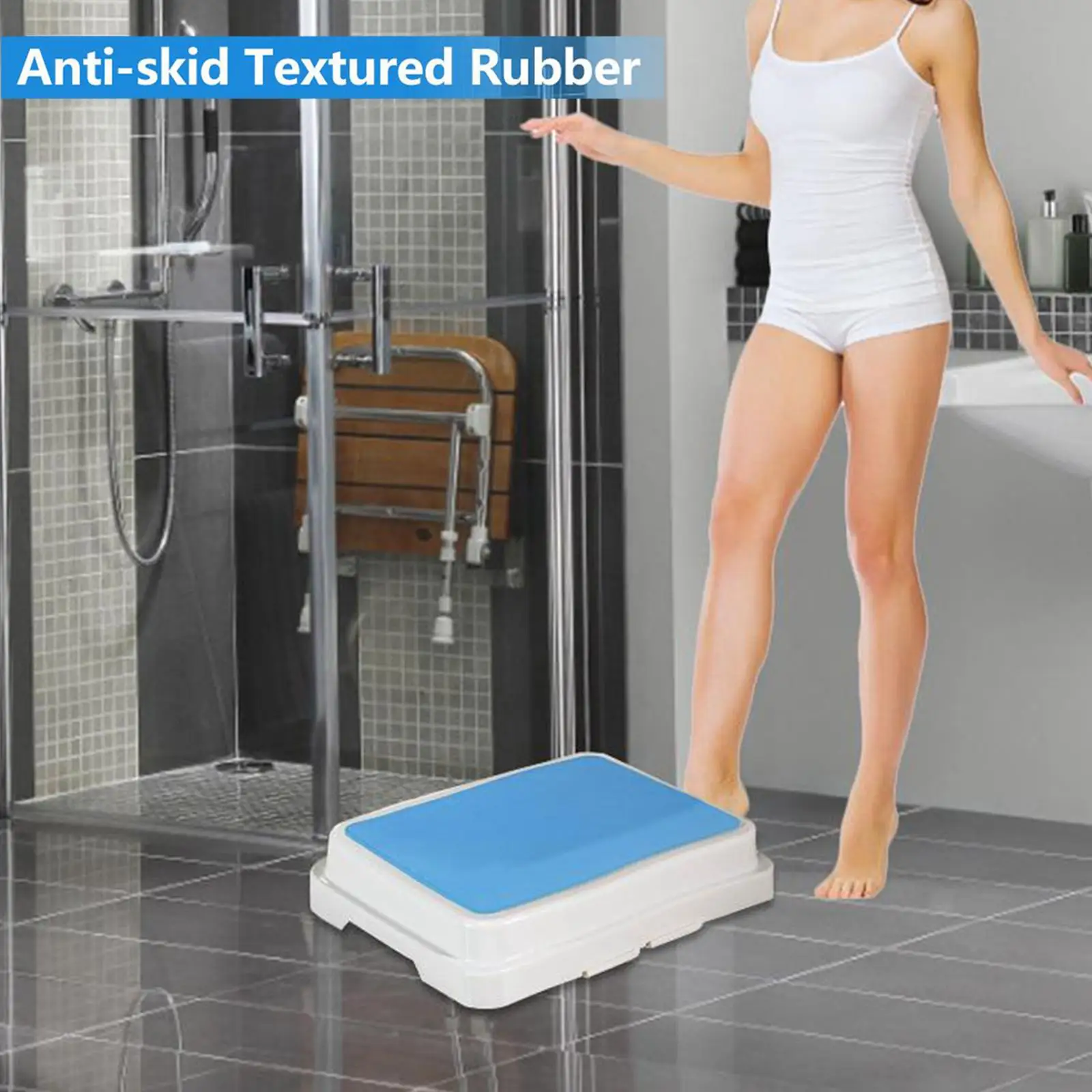 Step Stool Non Slip Lightweight Assistance Step Riser for Shower Bathroom Senior