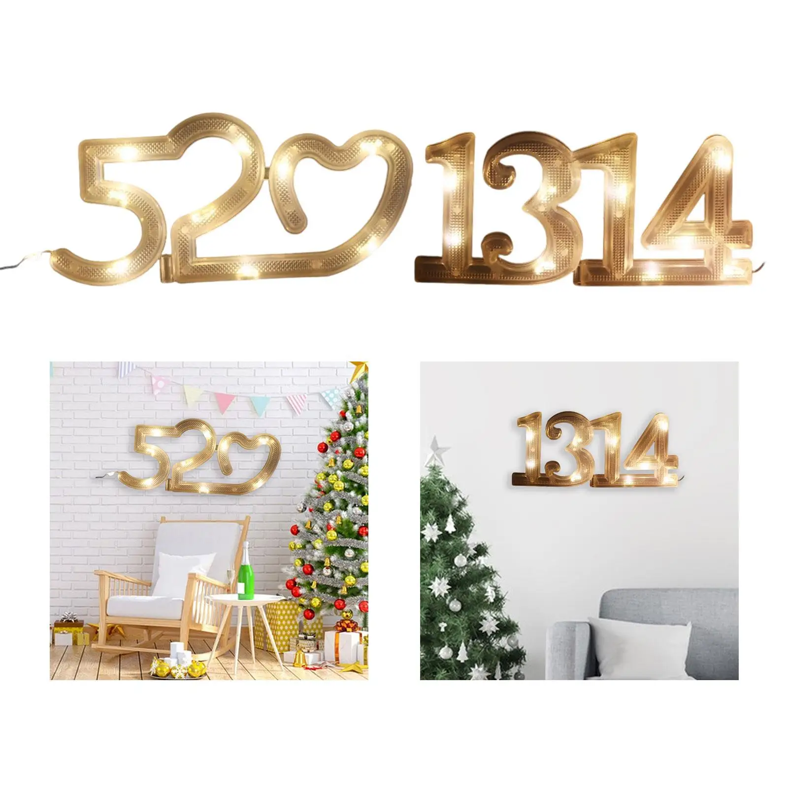 LED Christmas Number String Light Ornament Lamp Bouquet Light Hanging Lighting for Living Room Outdoor Party Decor