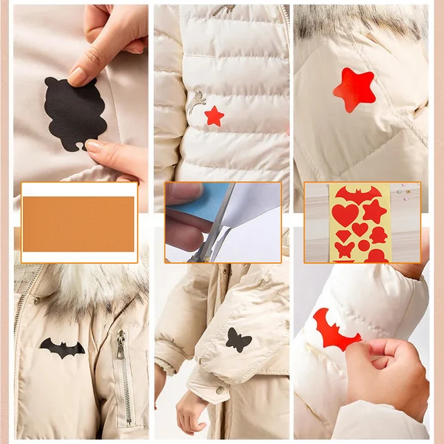 Down Coat Jacket Self Adhesive Sticker Patches Nylon PVC Waterproof  Material Washable Appliques For Jacket Hole Repair DIY