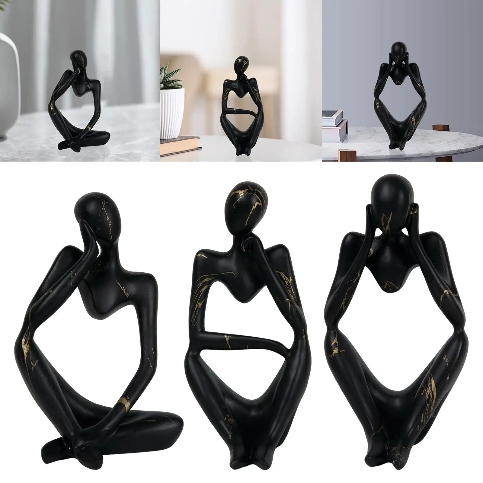 Resin Statue Thinker Style Decoration Abstract Sculptures Collectible Figurines for Home Decor Modern Office Shelf Desktop