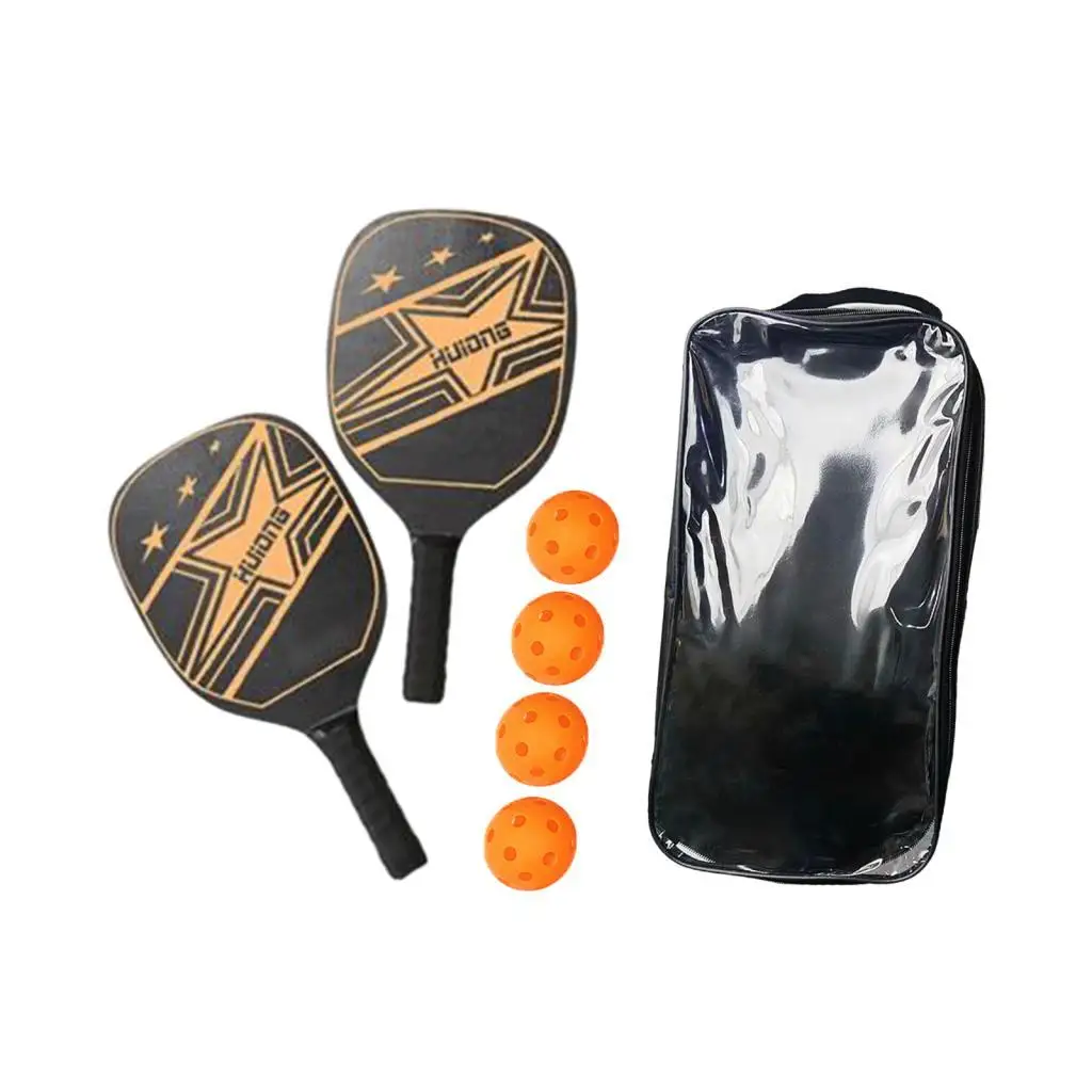 2 Pieces Pickleball Paddles with 4Pcs Balls and Portable Storage Bag Pickleball Racquets for Adults Kids Beginners 2 Players