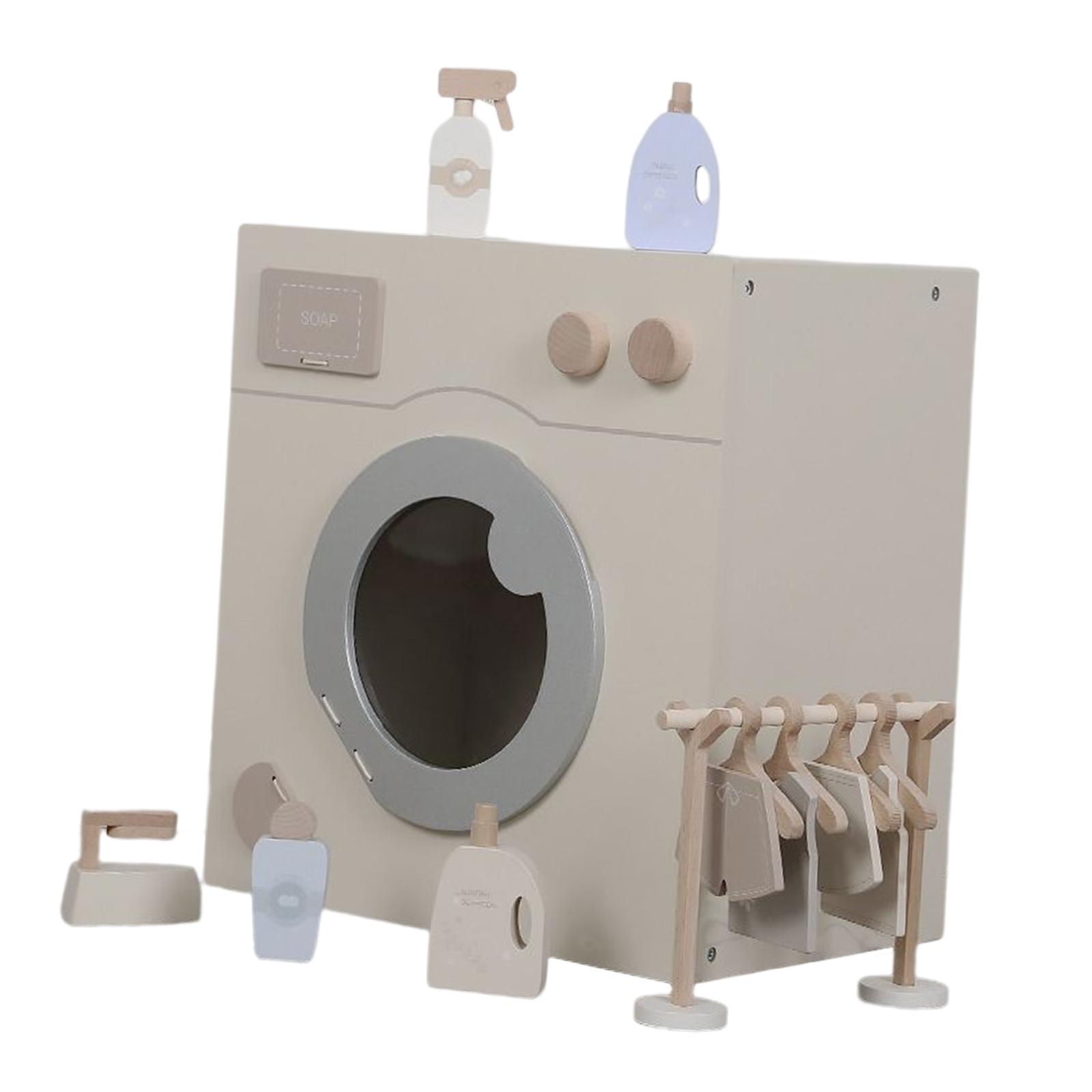 Wooden Washing Machine Playset Appliance Pretend Play,, Doll