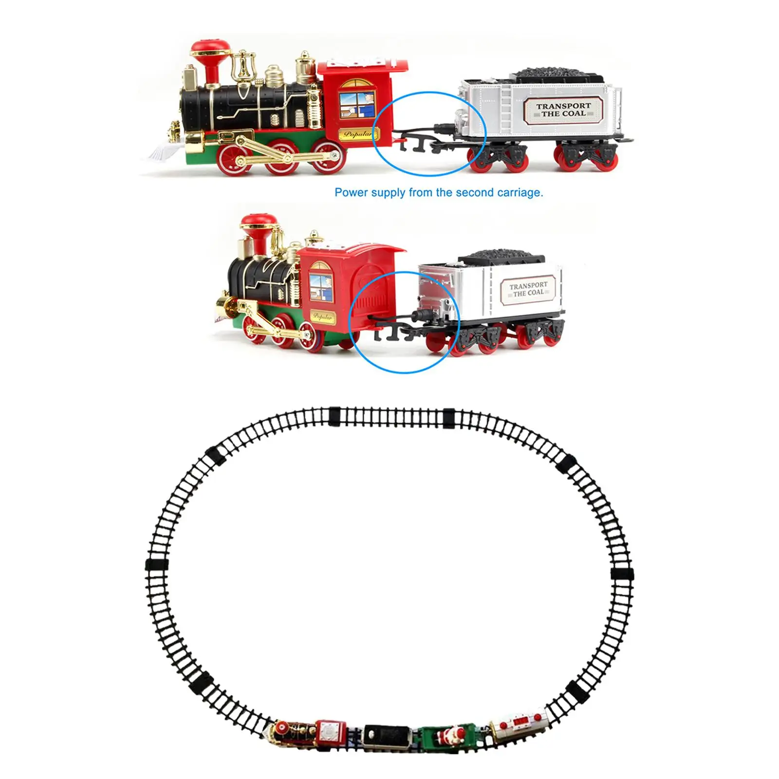Electric Christmas Toy Train with Lights and Sounds Xmas Tree Decors Railway Track Set for Girls Boys Toddlers New Year Gifts