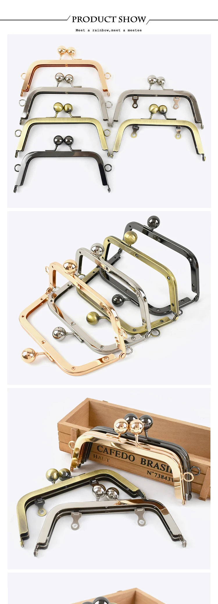 1-5Pcs 14cm Square Metal Frame for Bags Clasp Handbag Handle Purse Frames Metalic Kiss DIY Bag Handles Sew Hardware Accessories
