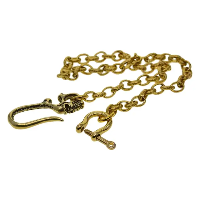 Heavy duty Solid Brass Wallet Chain Hand craft chain Pants Fob biker funk  H356B