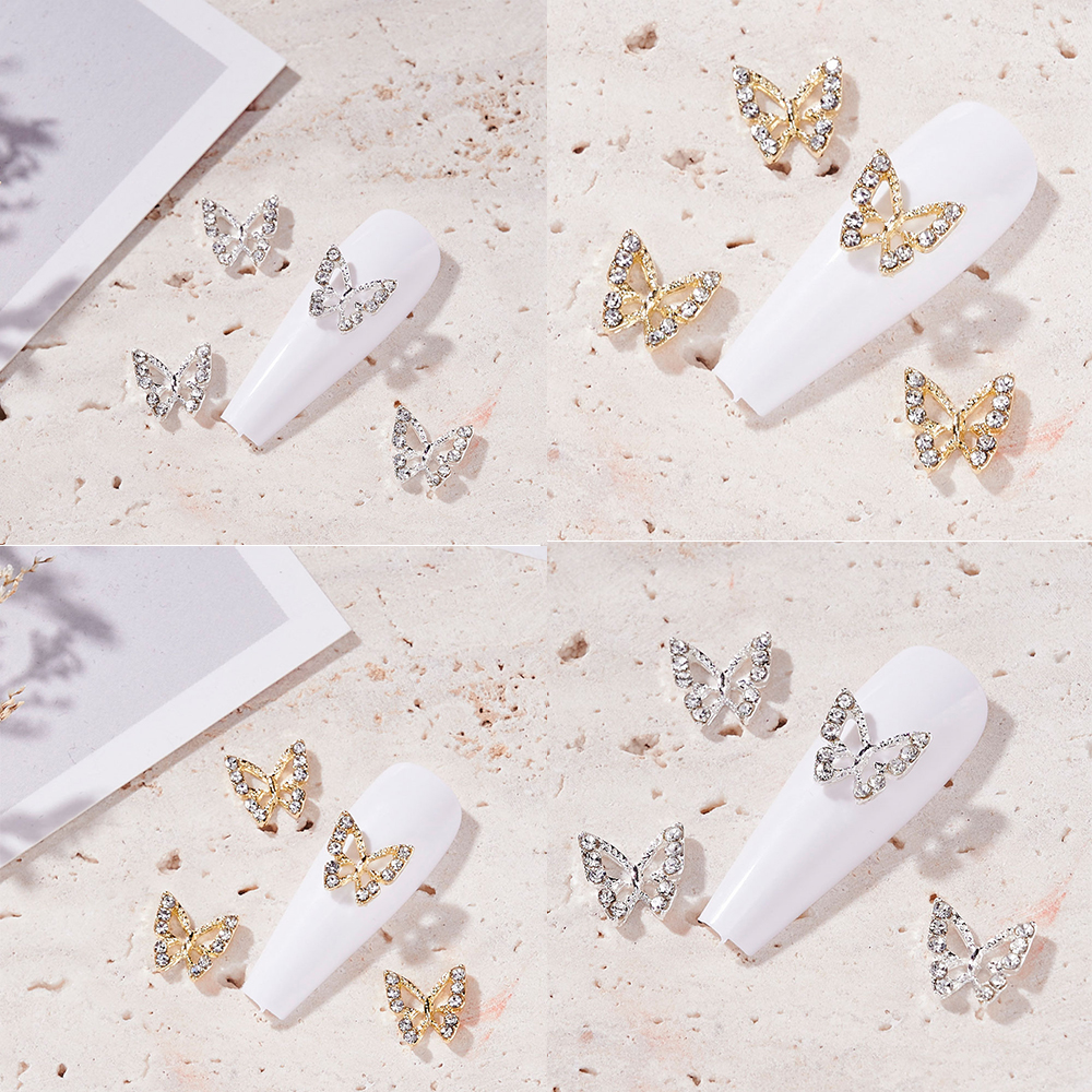 Best of 10Pcs Butterfly Alloy Nail Charms 3D Gold / Silver Butterfly Crystal Rhinestone Nails Jewelry DIY Nail Art Decoration Accessories Reviews & Tips