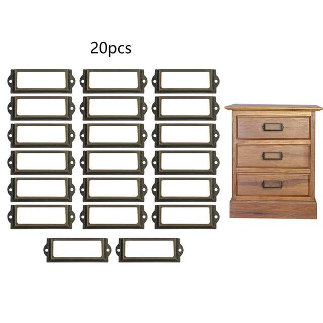 Name Card Tag Holders 10 X Bronze Cabinet Drawers Label Pull File Metal ...