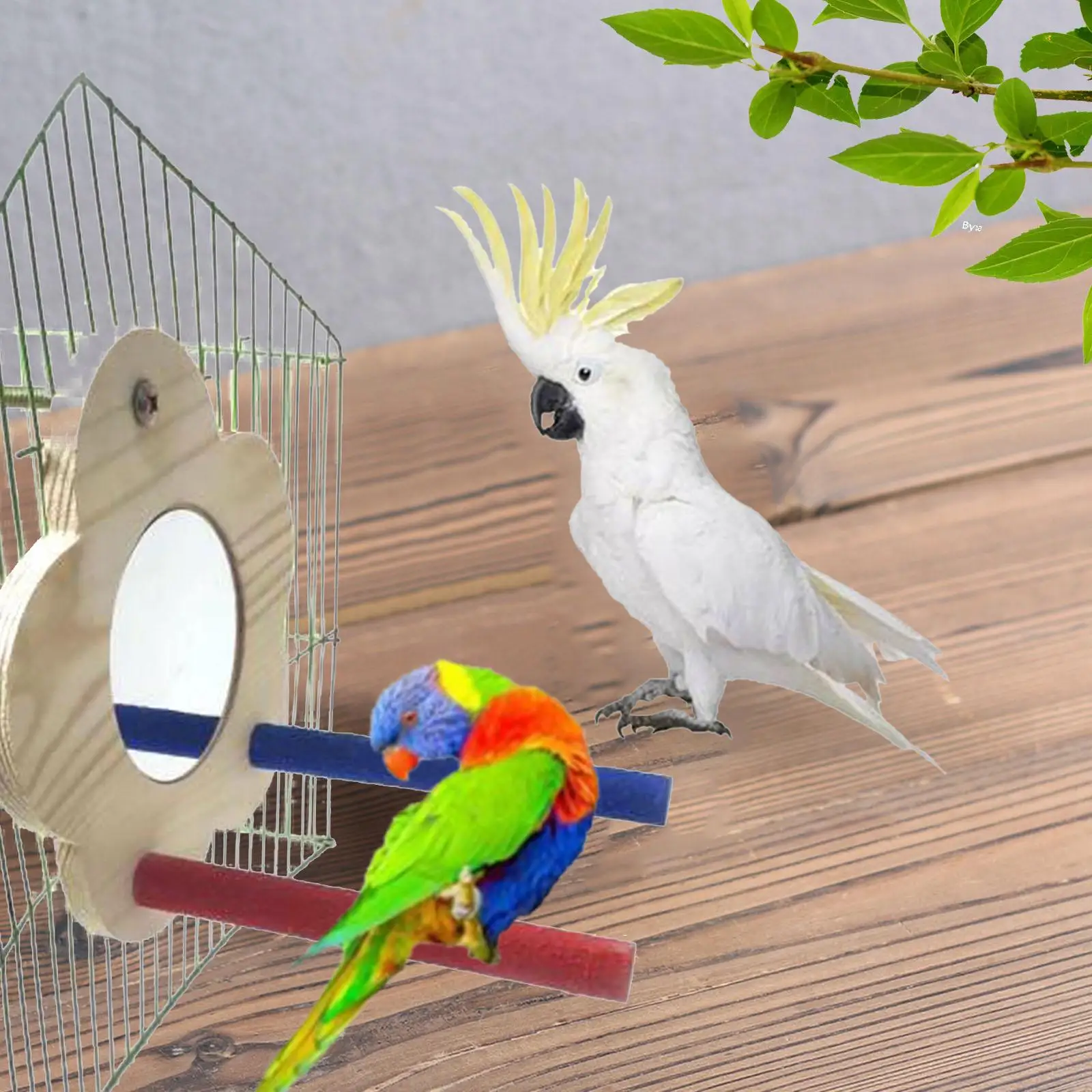 Parrot Mirror Perch for Bird Cage Paw Grinding Sticks Bird Perch Stand for Parakeet Small Bird Budgies Canaries Macaws