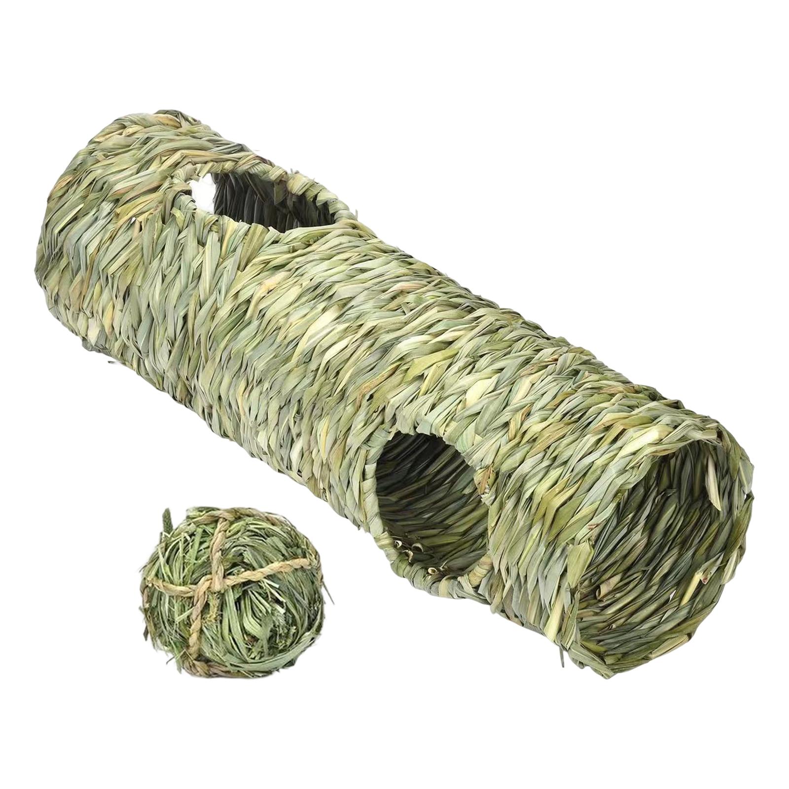 Hamster Grass Tunnel Toy Hideaway Tube Toy Peep Hole House with Openings Home for Syrian Hamster Little Rabbit Rats Hedgehog