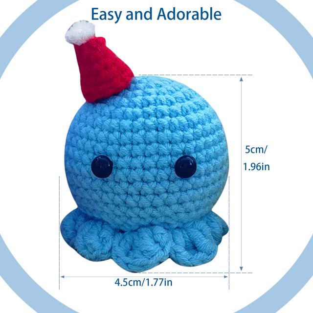 Crochet Kit for Beginners Small Octopus Crochet Knitting Kit Adorable  Animal Crochet Starter Pack with 5 Colors Thread Stuffing - AliExpress