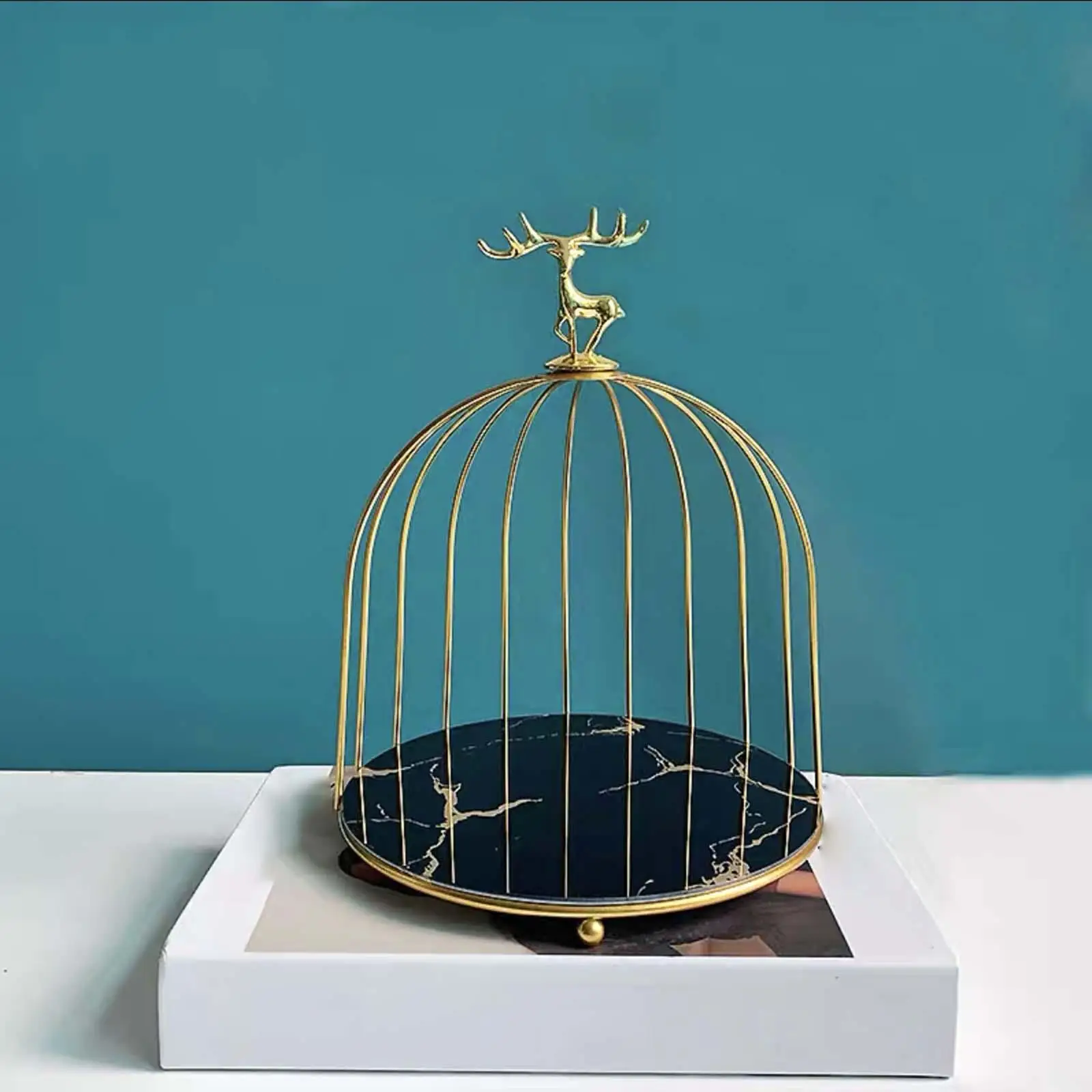 Metal Bird Cage Makeup Organizer Jewelry Trinket Tray Cosmetic Storage Rack